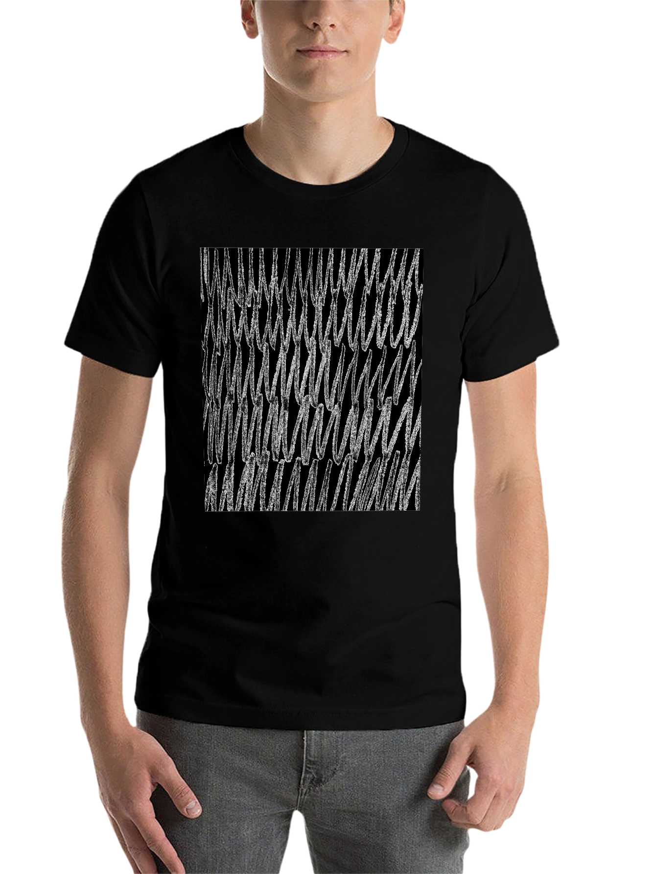Black Abstract Scribble Graphic Black T-Shirt view 7