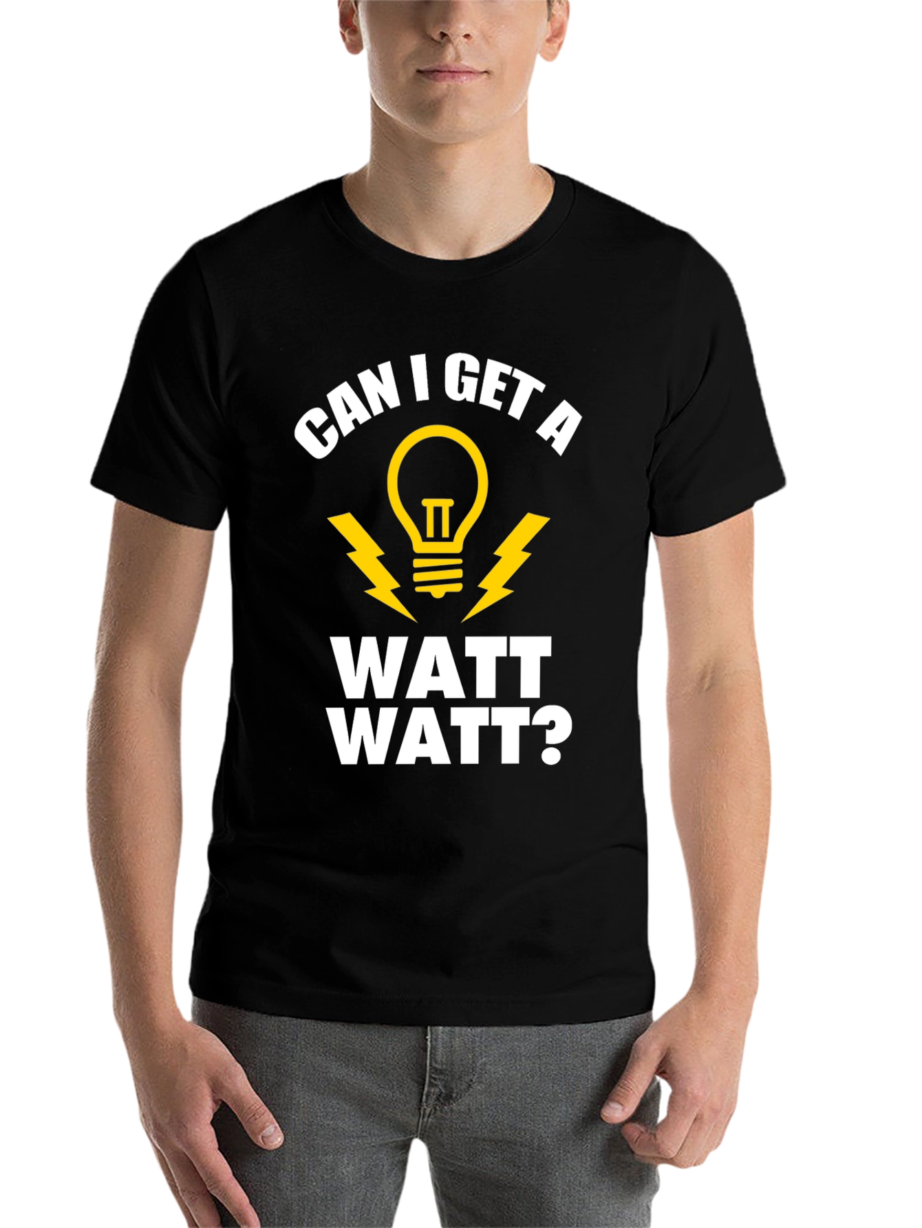 Black Funny Electrician Humor T-Shirt - Can I Get A Watt Watt? view 7