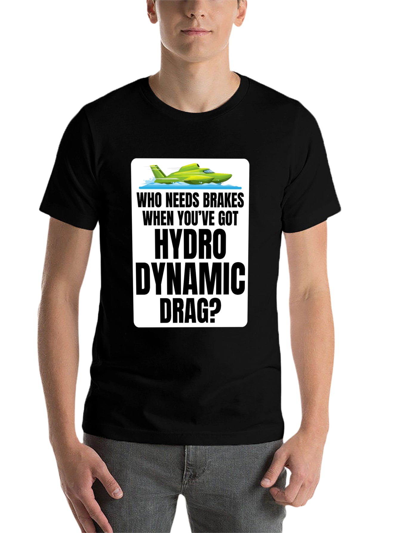 Black Hydro Dynamic Drag T-Shirt - Funny Boating Tee view 7