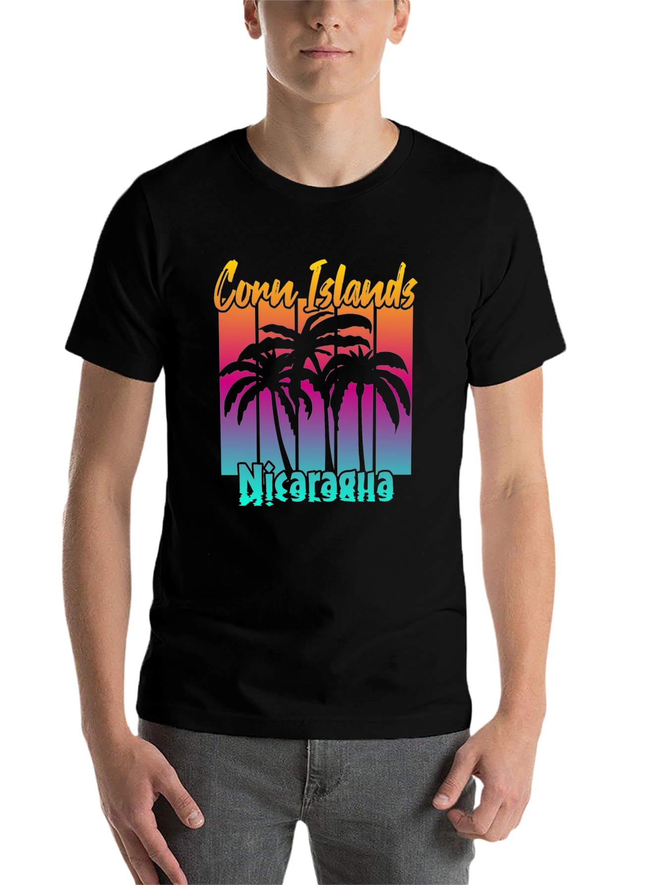 Black Corn Islands Nicaragua Tee - Retro Style Graphic T-Shirt view 7