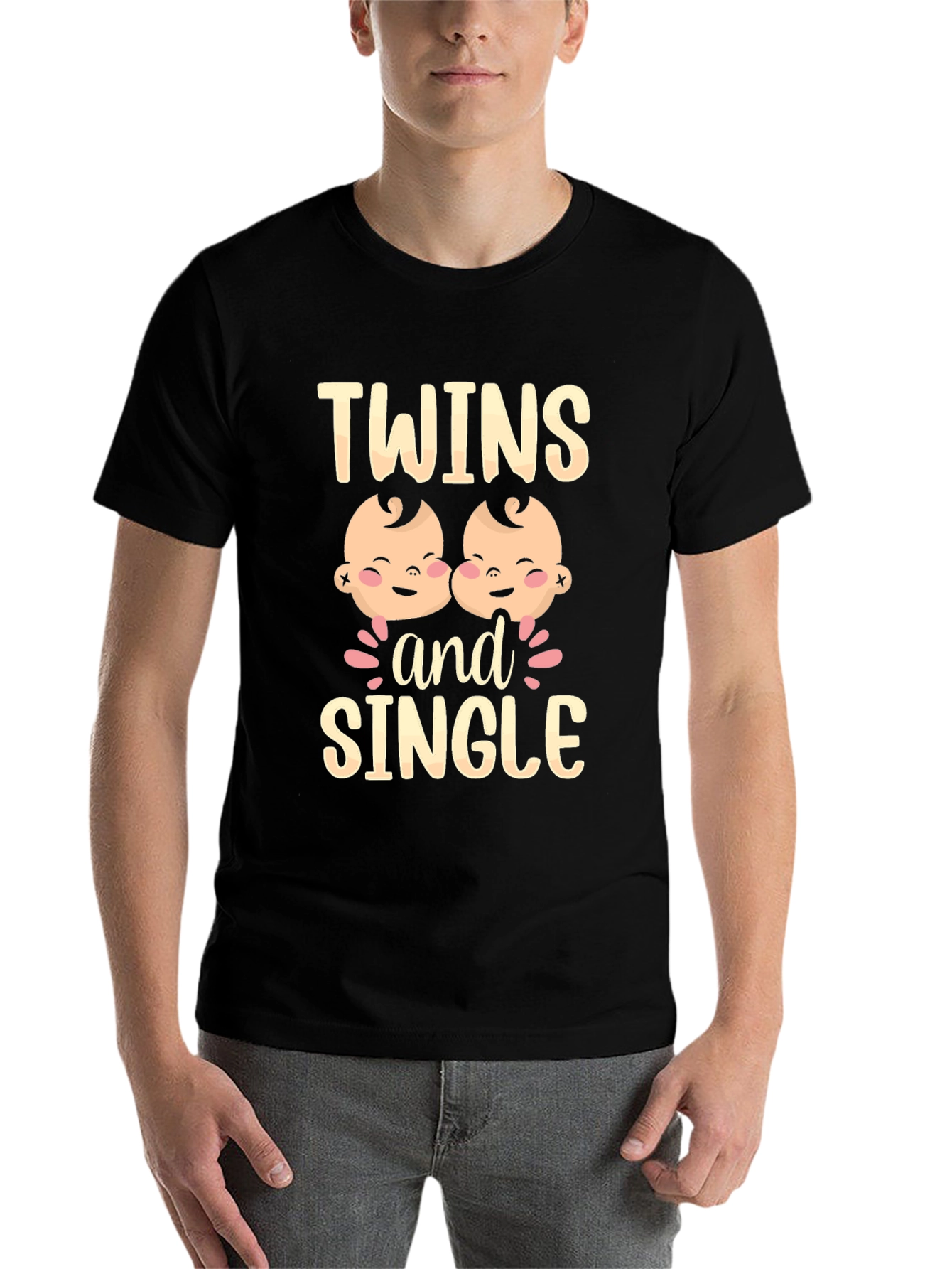 Black Twins and Single Funny Graphic Tee view 7