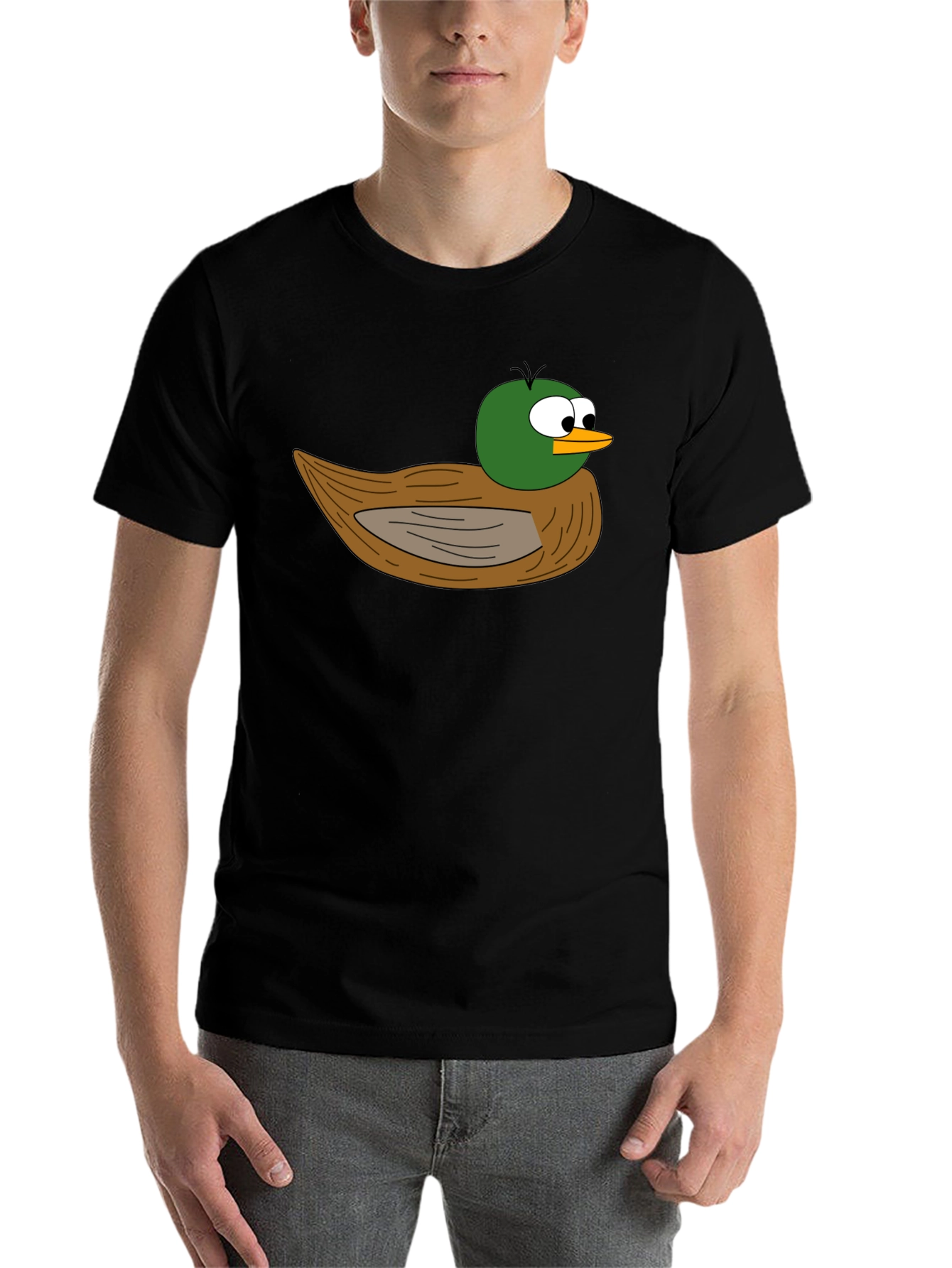 Black Cartoon Duck Graphic Black T-Shirt view 7