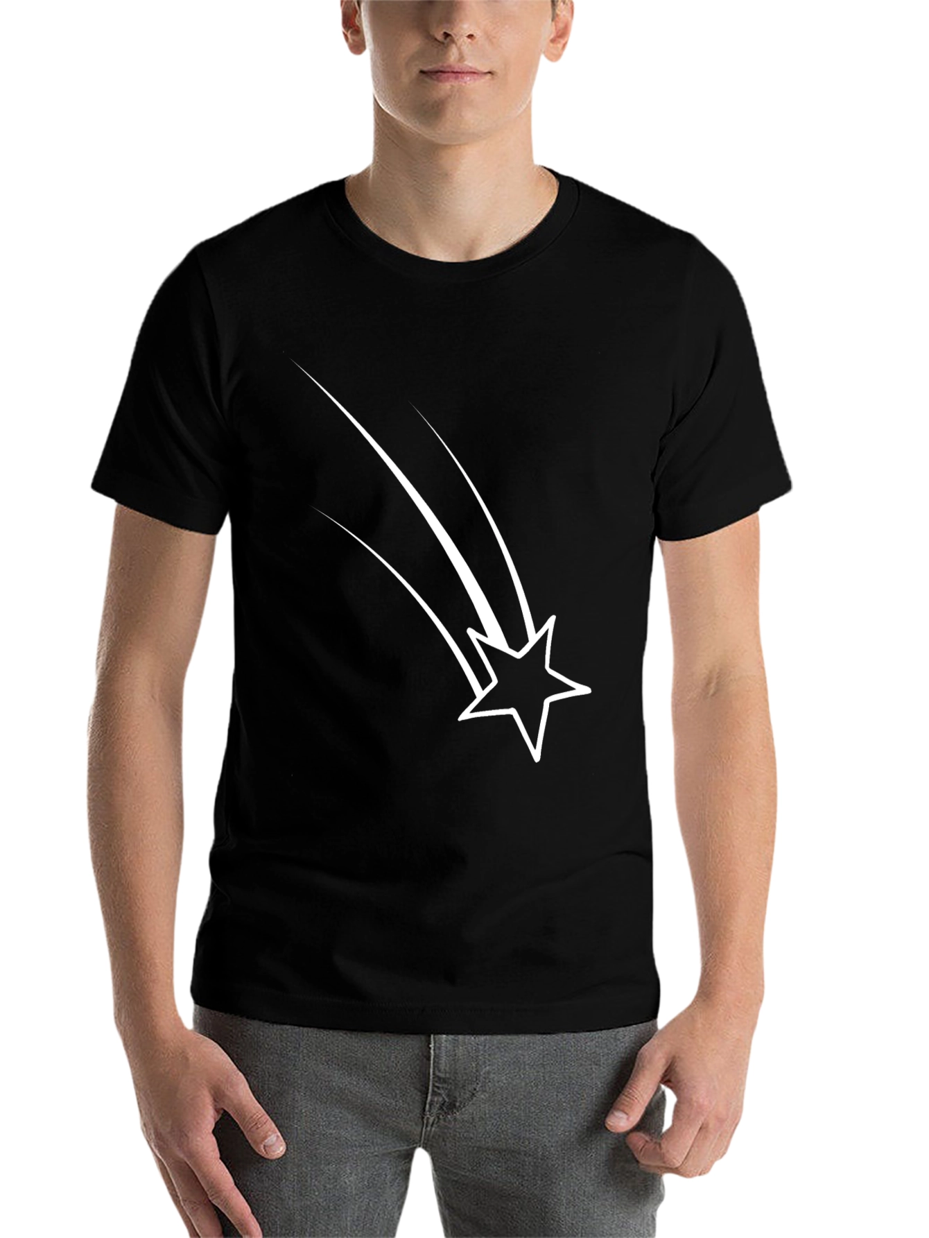 Black Black Tee with Shooting Star Design view 7