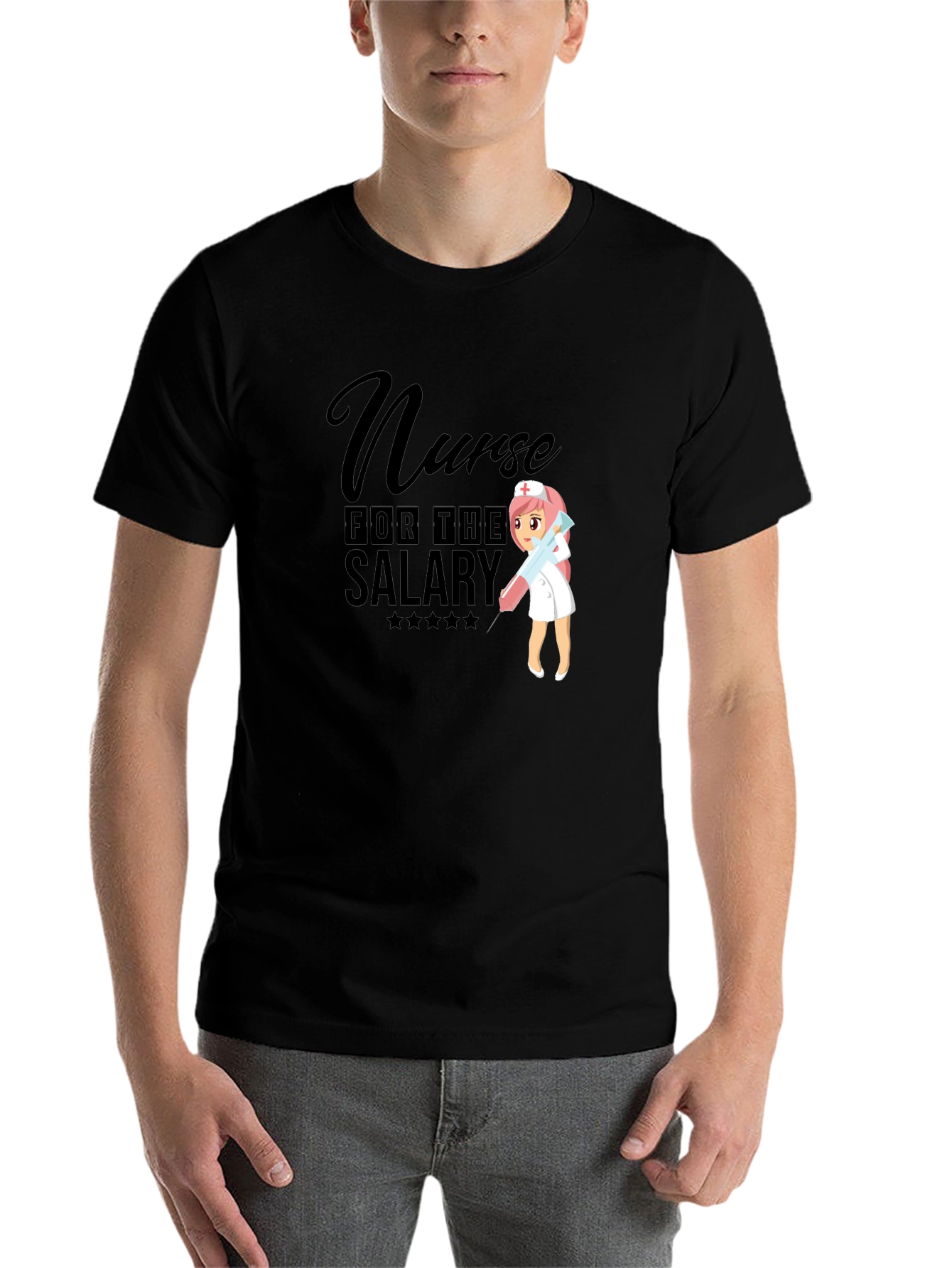 Black Nurse for the Salary Black T-Shirt view 7