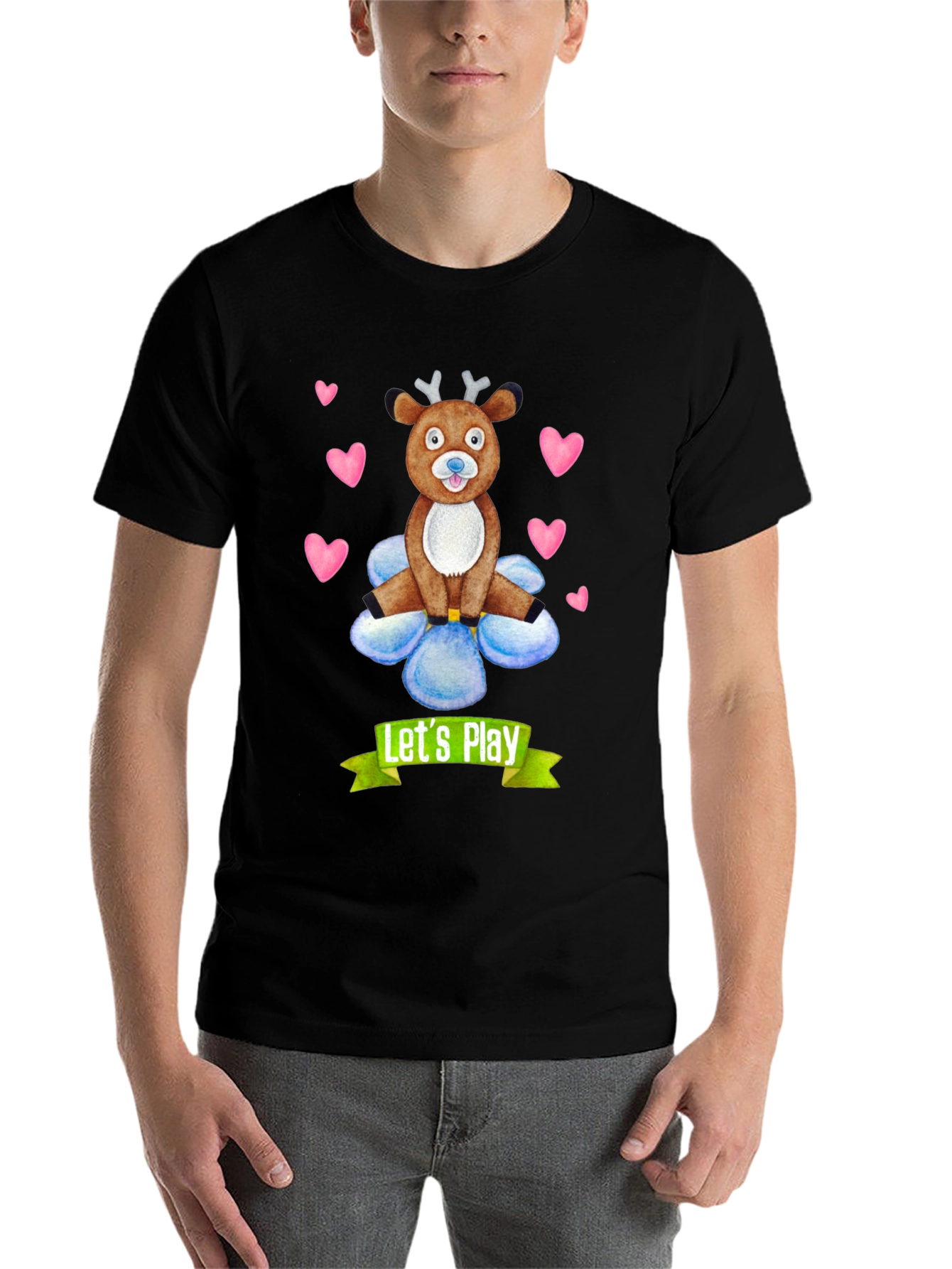 Black Let's Play Reindeer Graphic Tee view 7