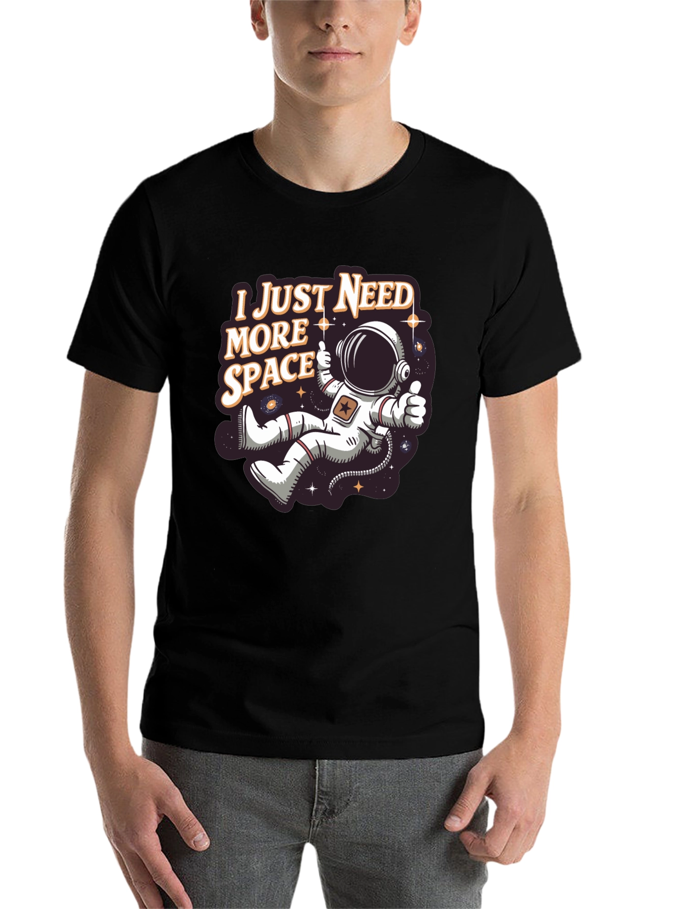 Black I Just Need More Space T-Shirt - Astronaut Design view 7