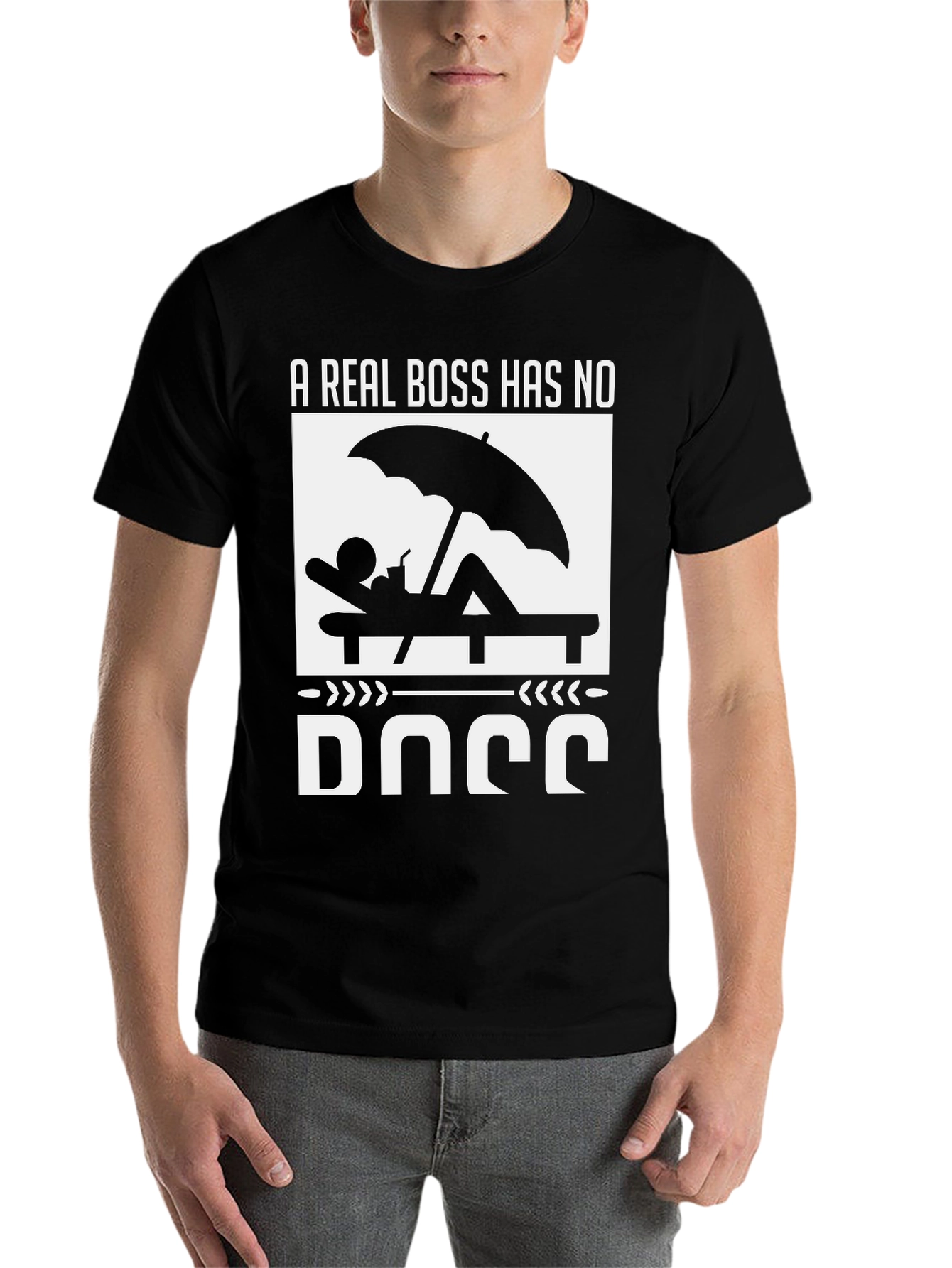 Black A Real Boss Graphic T-Shirt - Vacation Mode view 7