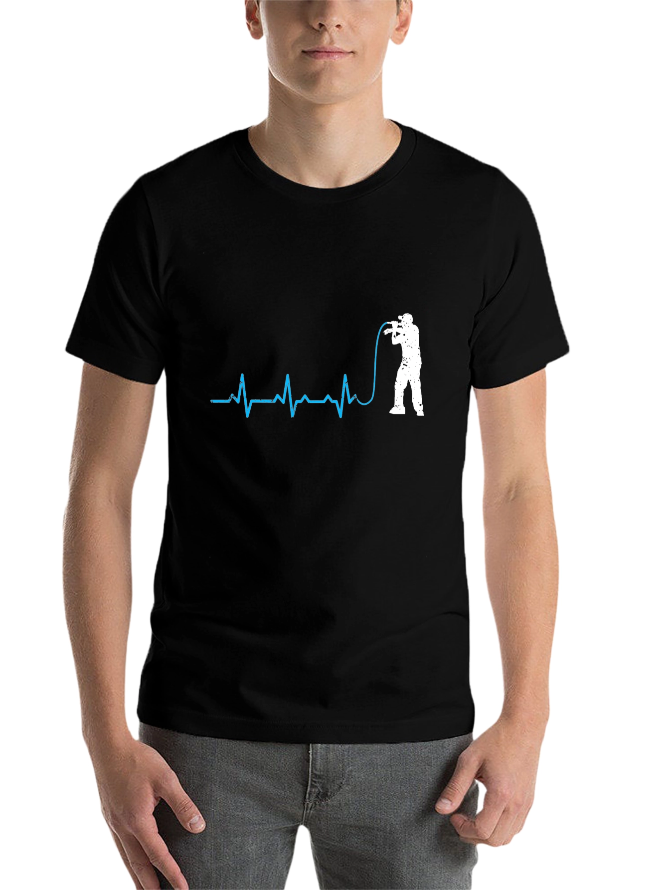 Black Photographer Heartbeat T-Shirt - Black Graphic Tee view 7