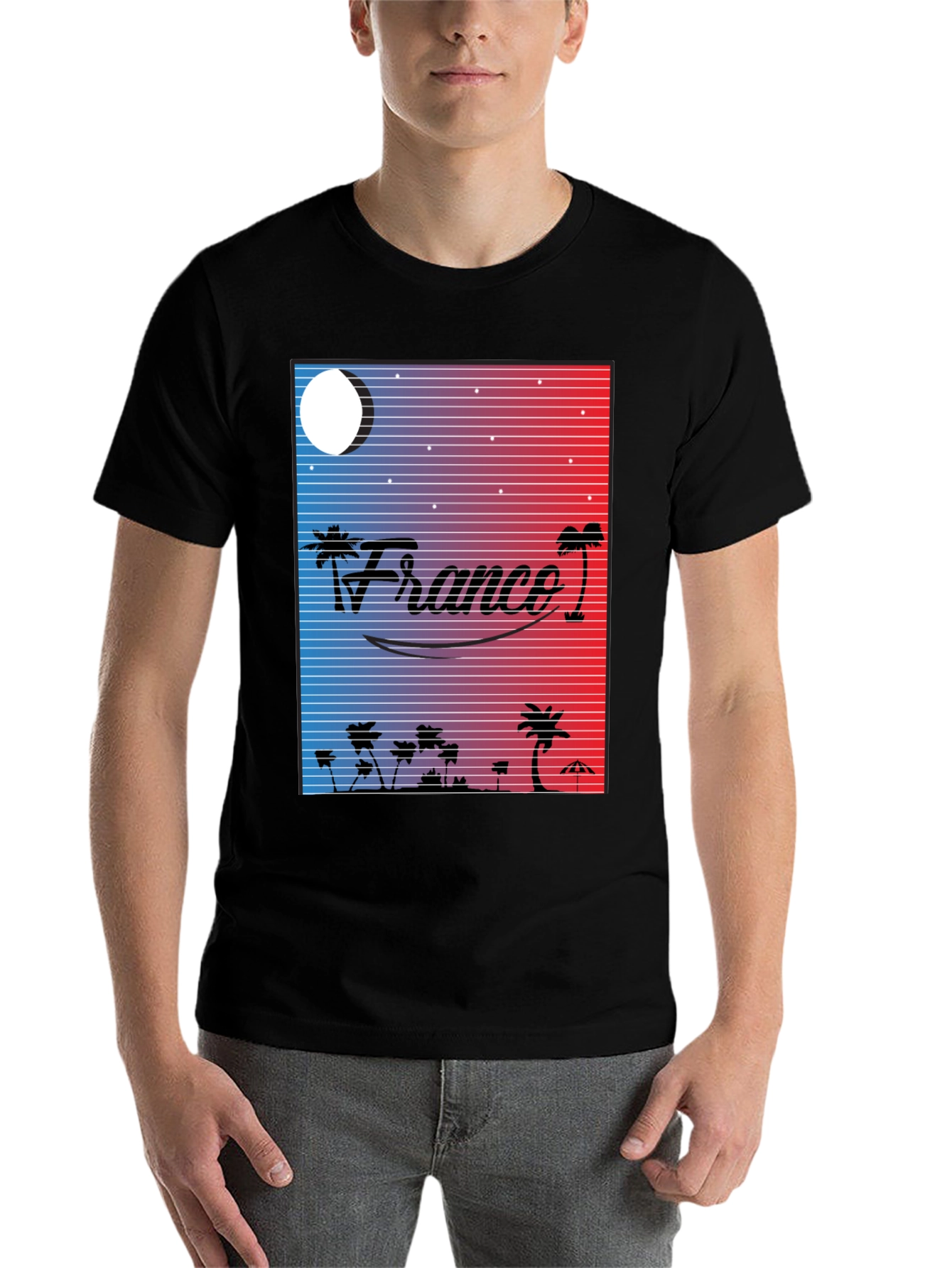 Black France Retro Graphic T-Shirt - Black view 7