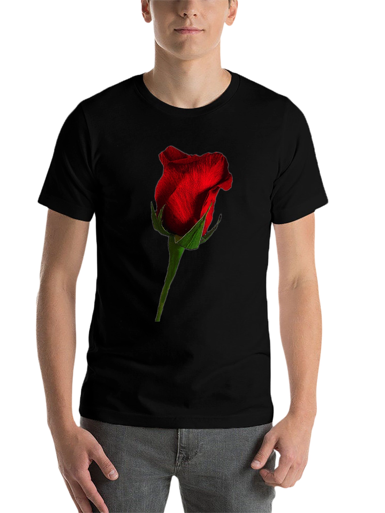 Black Rose Graphic Black T-Shirt - Floral Casual Tee view 7