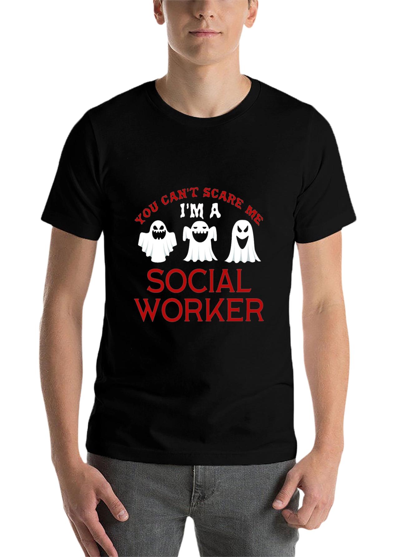 Black Social Worker Halloween Ghost Graphic T-Shirt view 7