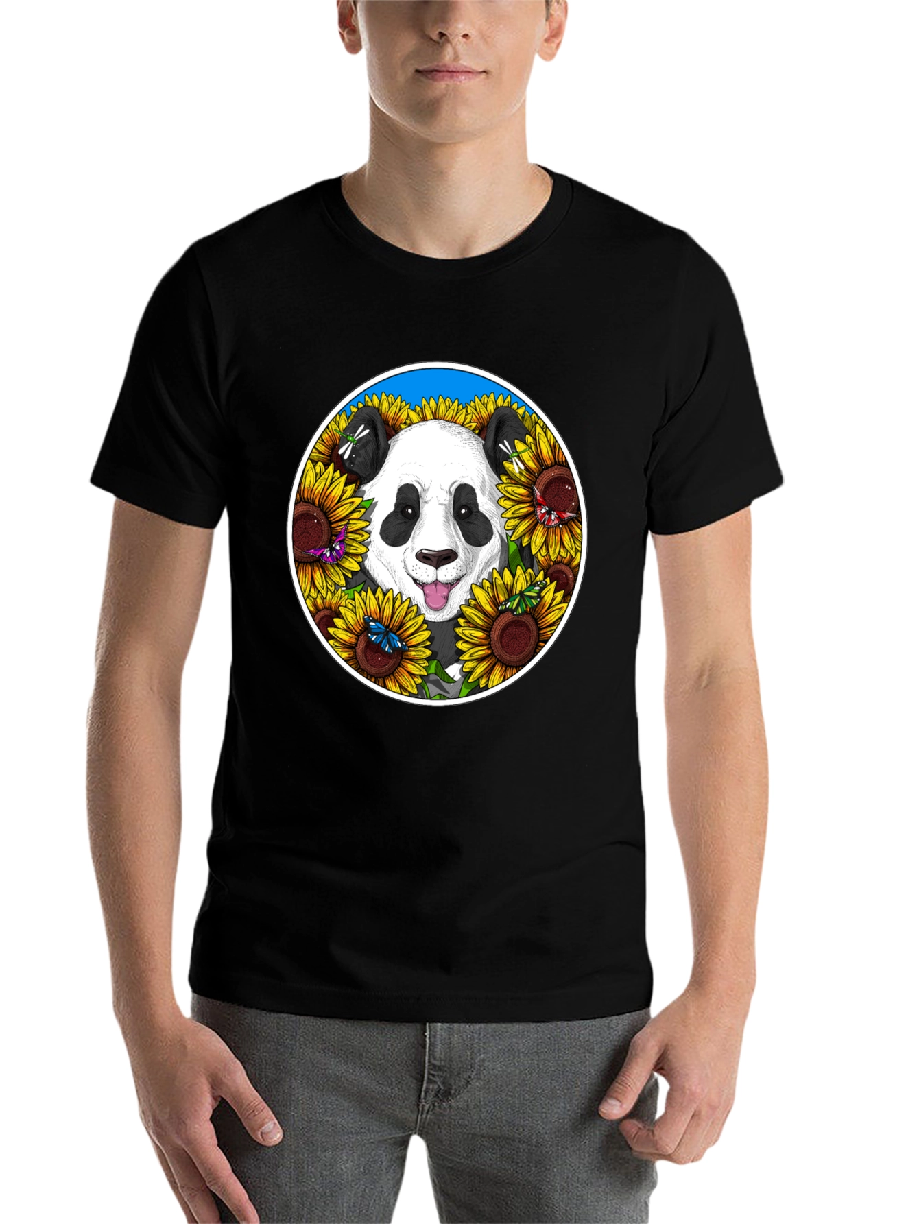 Black Panda Sunflower Graphic Tee view 7
