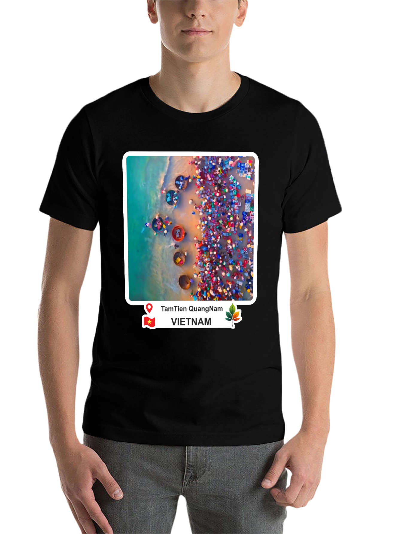Black Vietnam Coastal Scene Graphic T-Shirt view 7