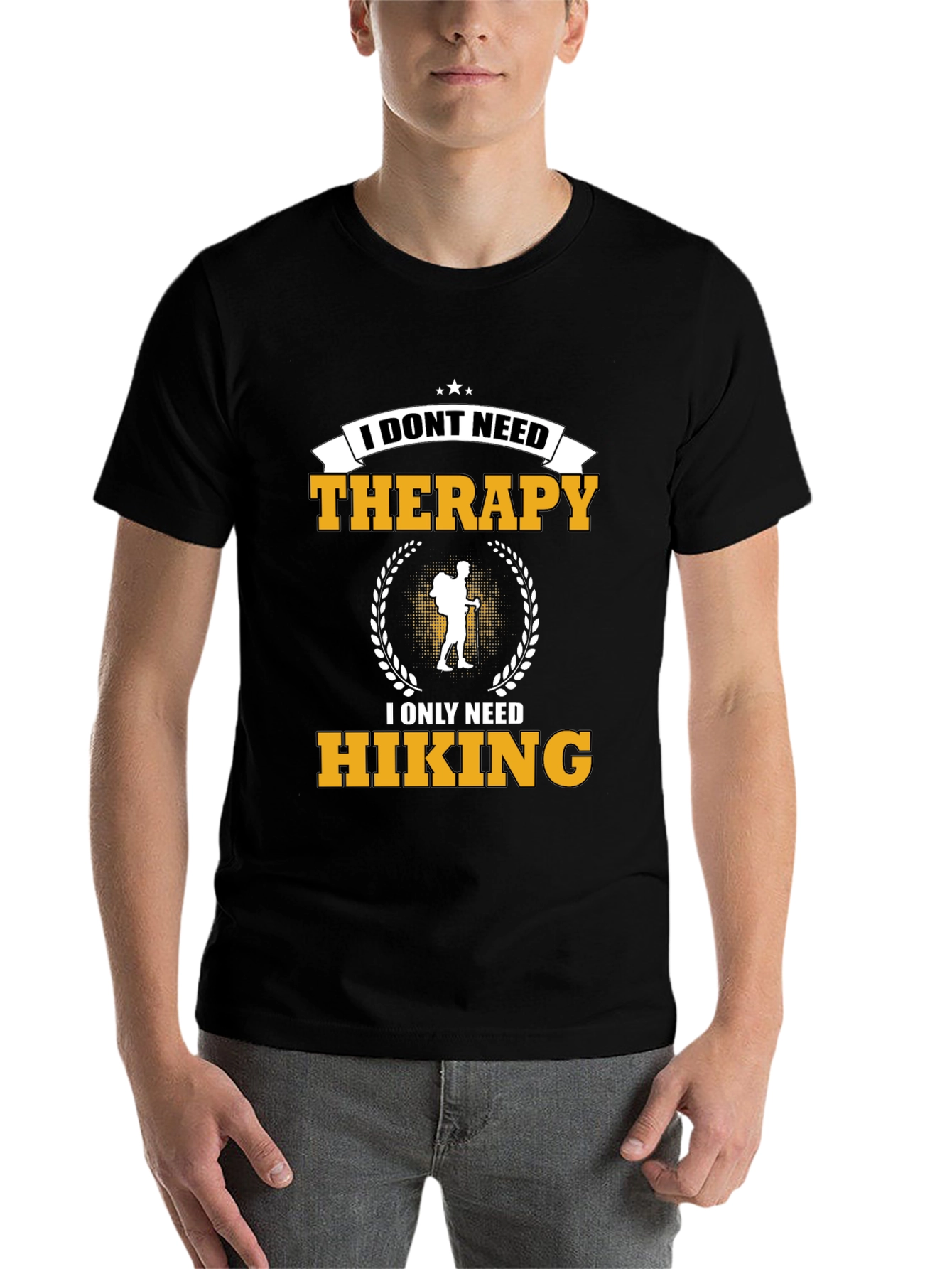 Black Hiking Therapy T-Shirt view 7