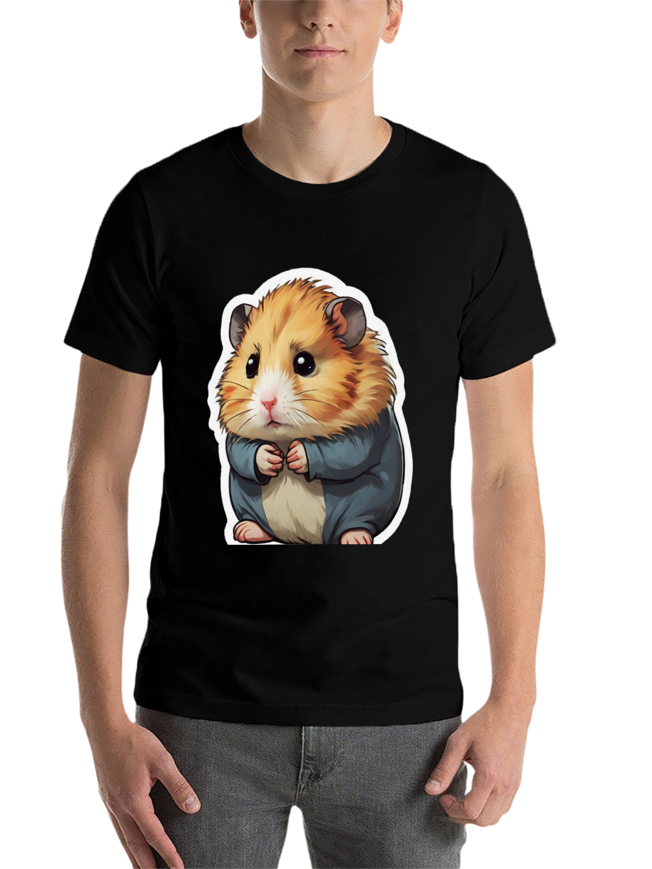 Black Cute Hamster Graphic Tee - Soft & Stylish view 7