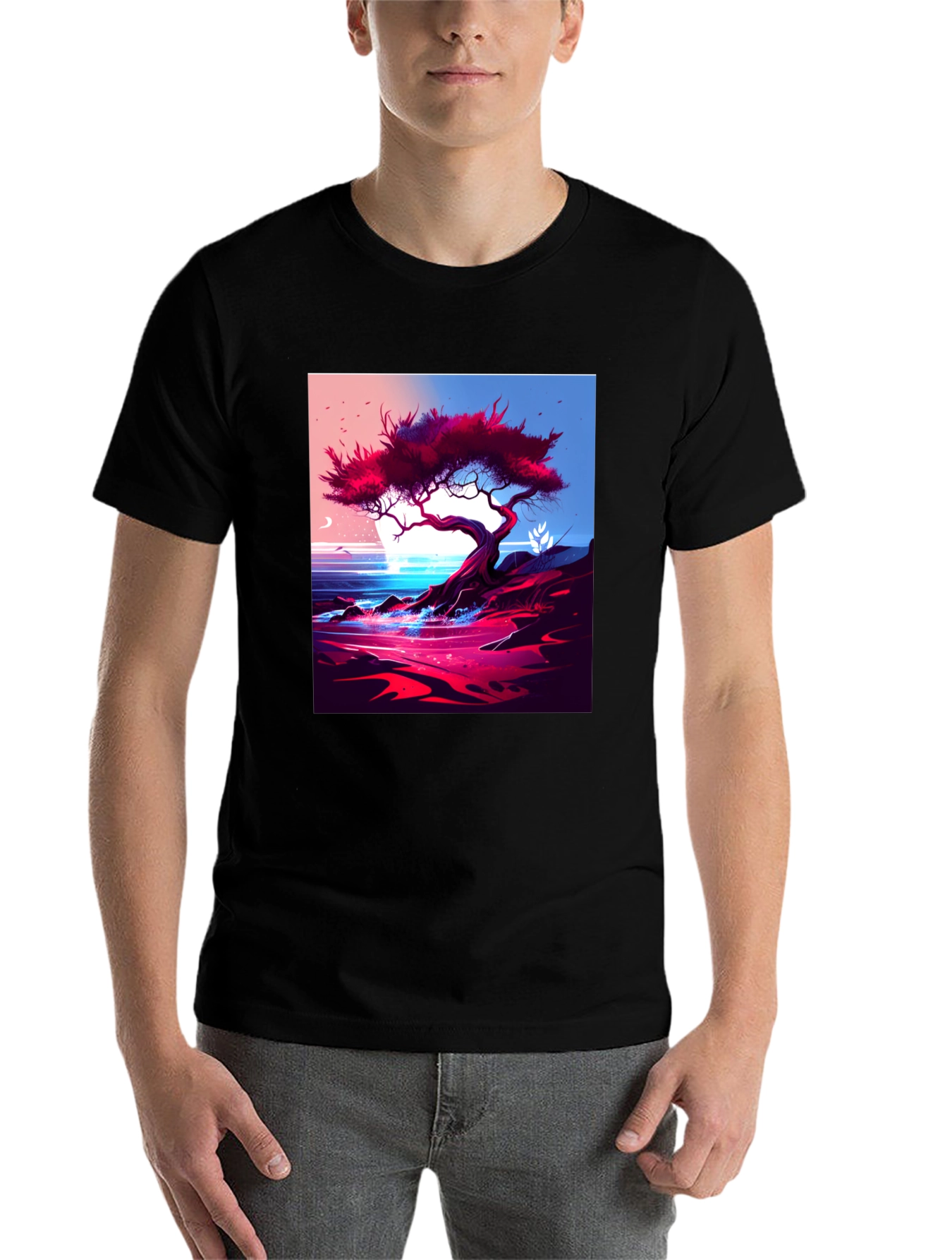 Black Tree on the Shoreline Graphic Tee view 7