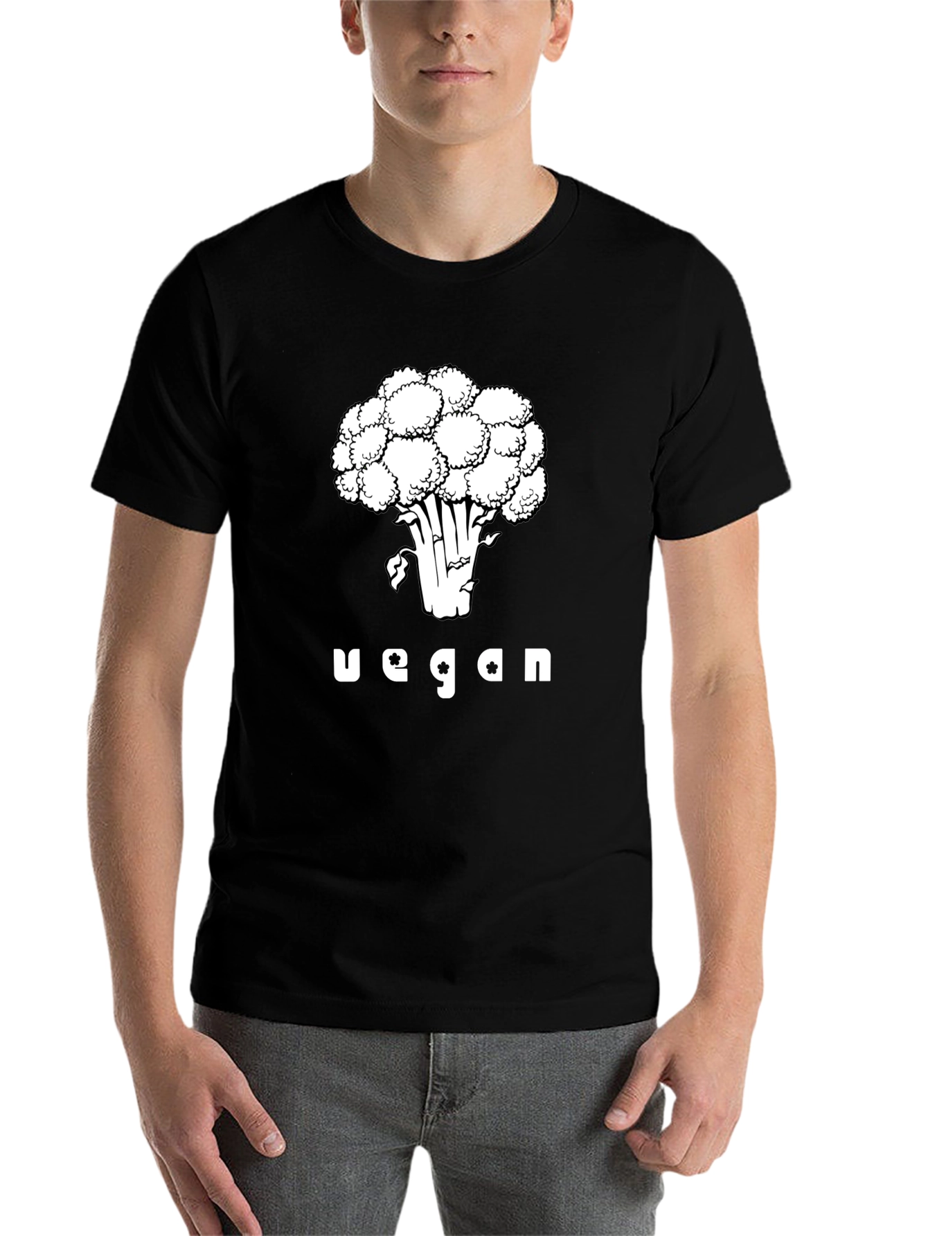 Black Vegan Broccoli Graphic Tee - Black view 7