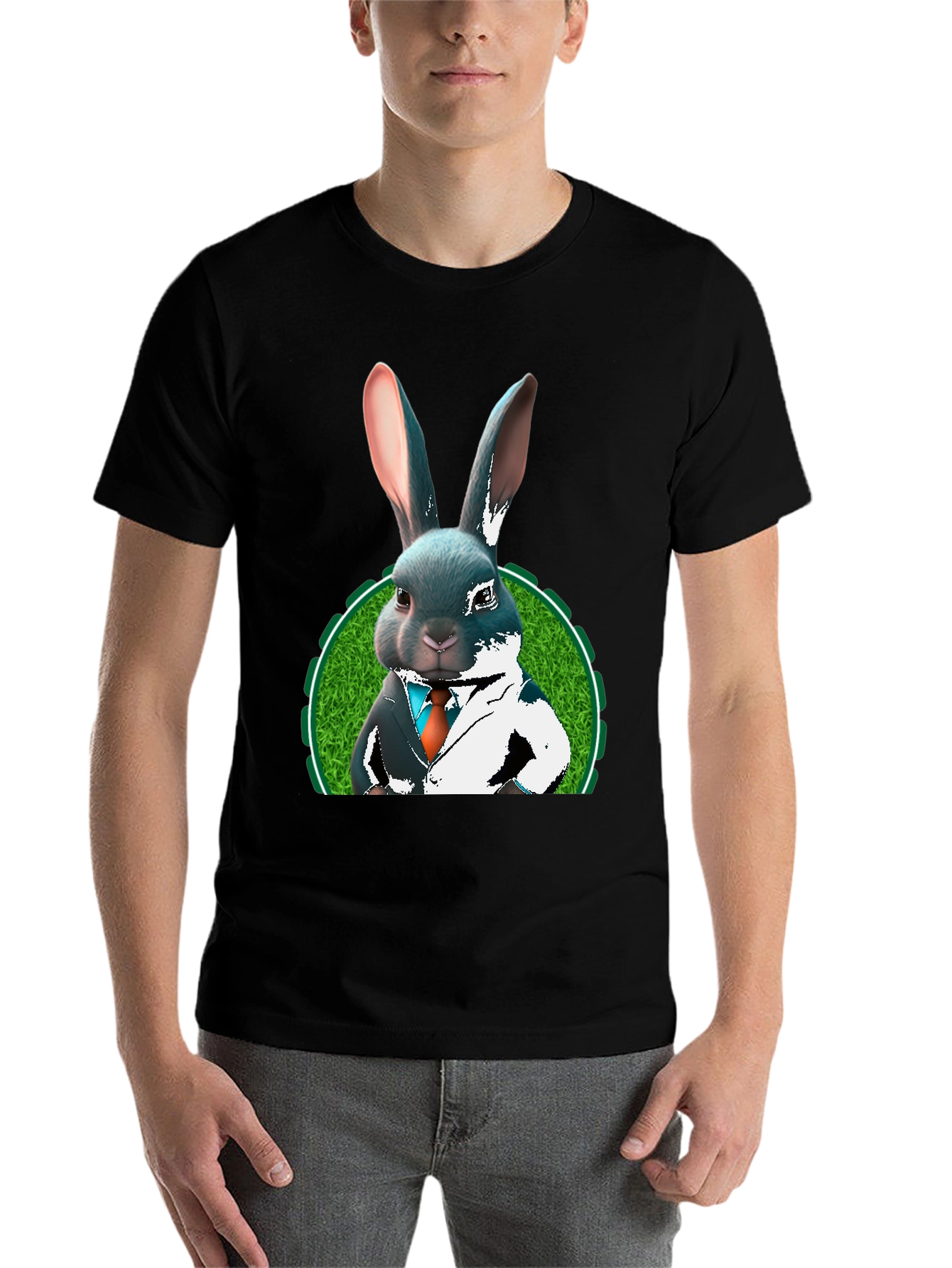 Black Sophisticated Rabbit T-Shirt - Black view 7