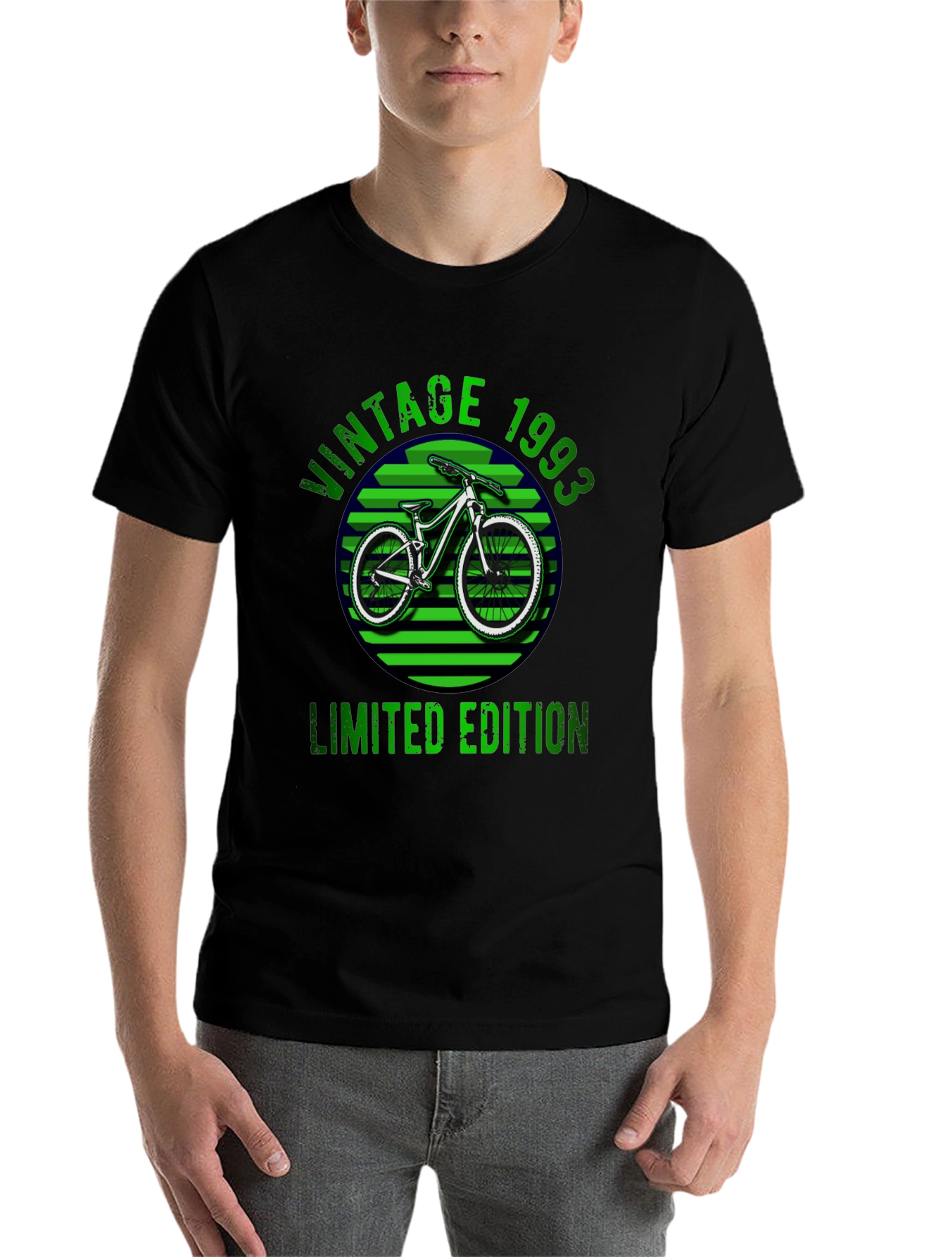 Black Vintage 1993 Limited Edition Bicycle Graphic T-Shirt view 7