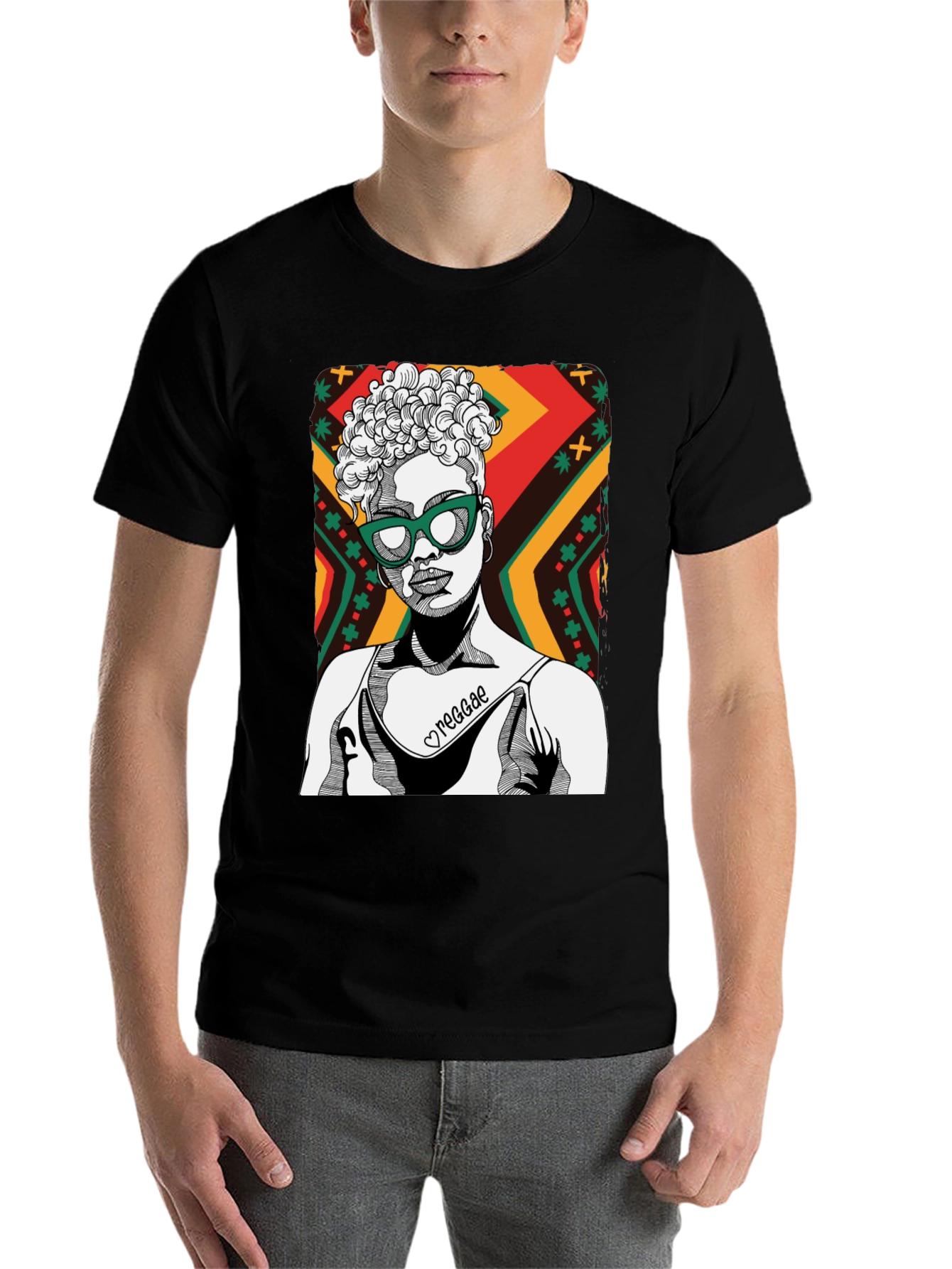Black Reggae Girl Black Graphic Tee - Cool Unisex Shirt view 7