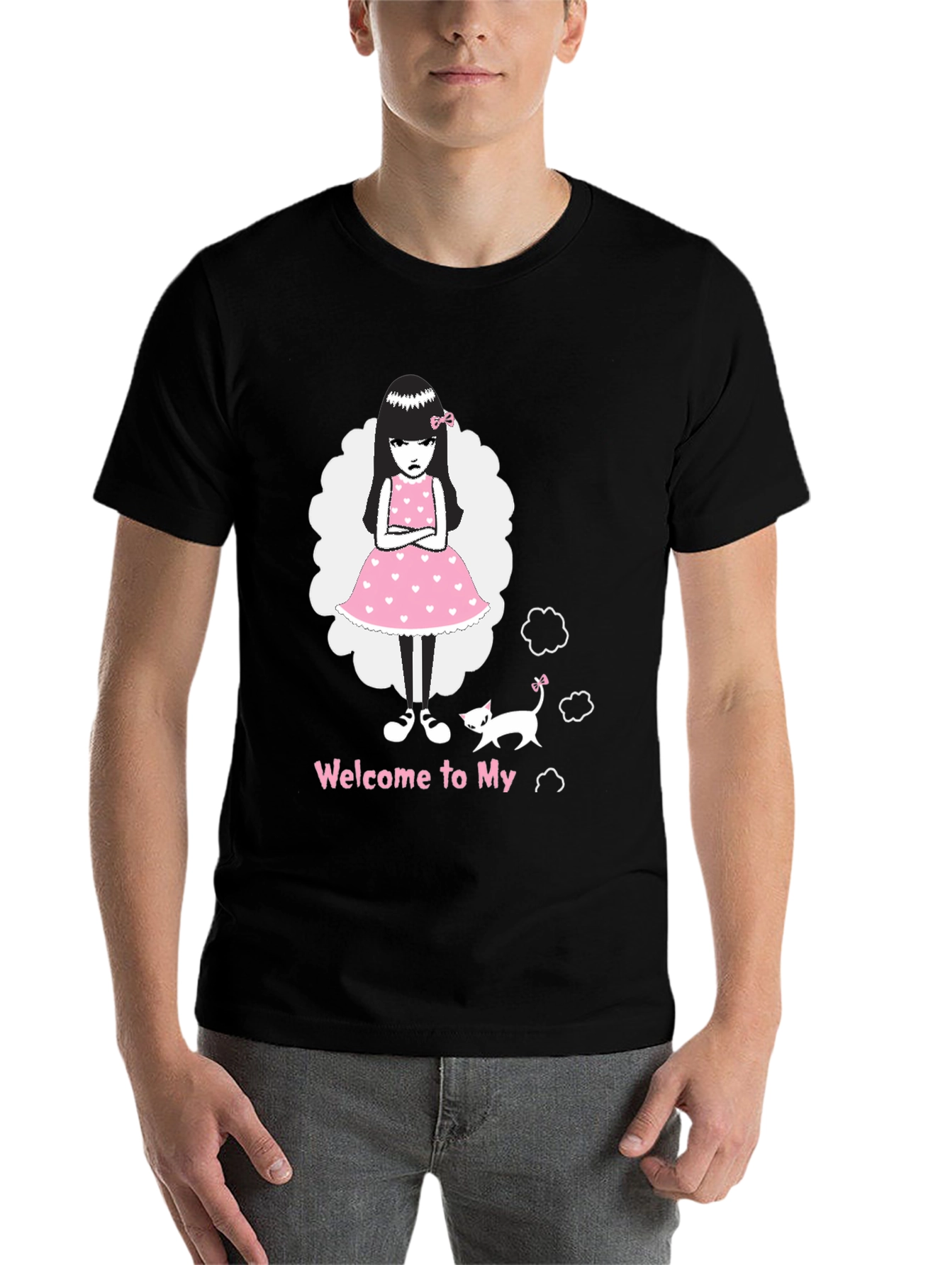 Black Grumpy Girl Black T-Shirt view 7