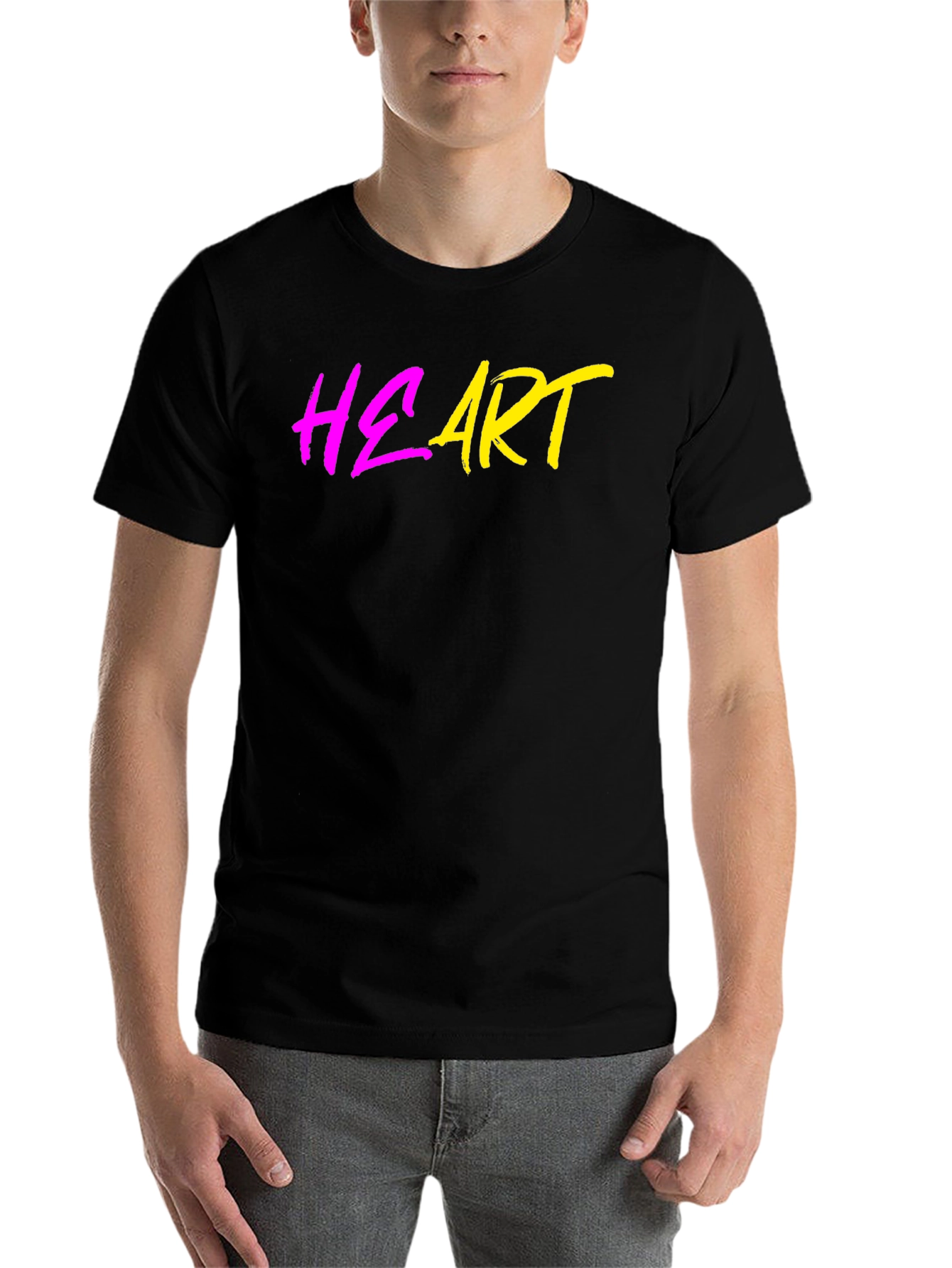 Black Heart Graphic Black Tee - Trendy Casual Wear view 7