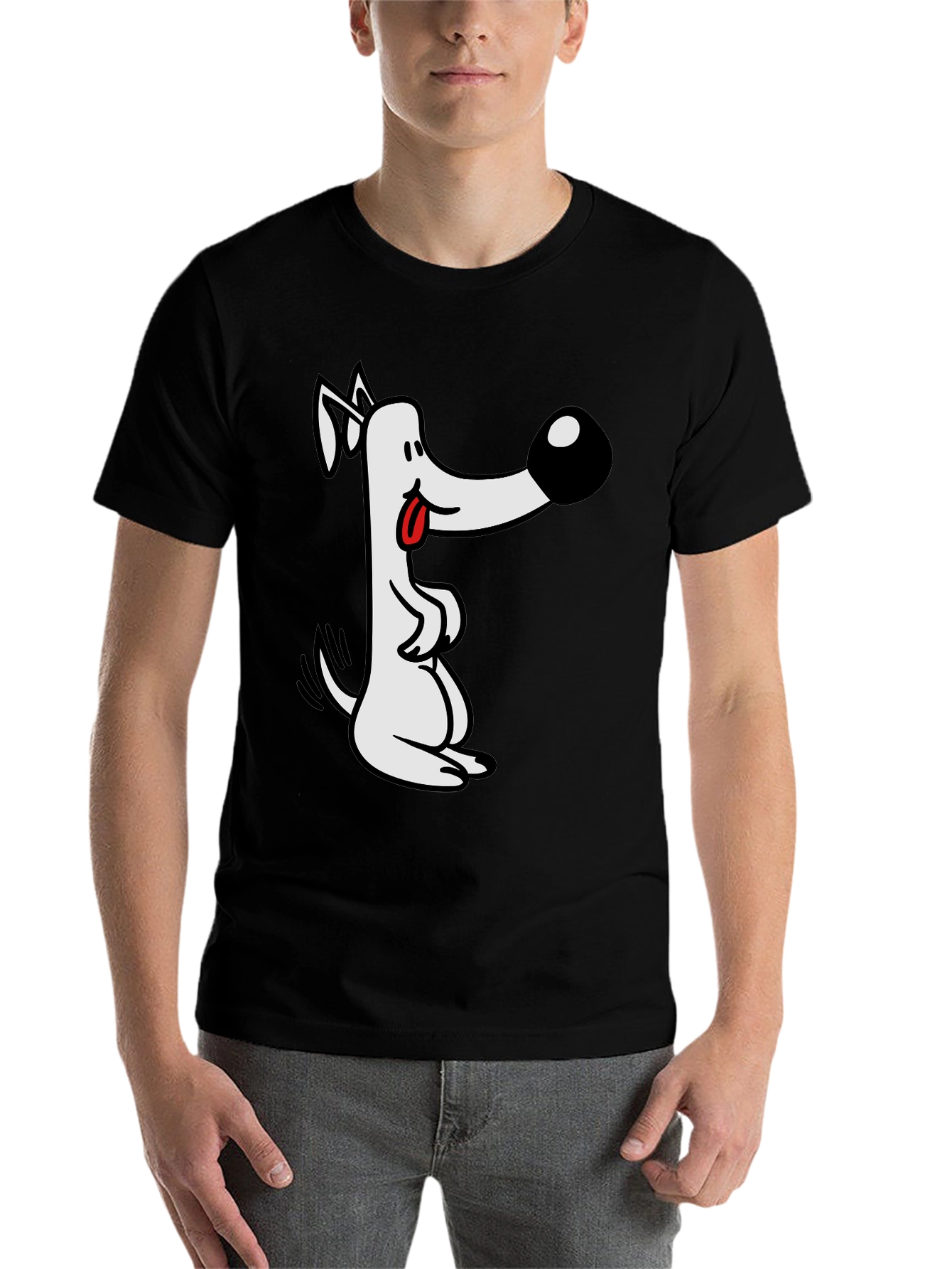 Black Cartoon Dog Graphic Tee - Black view 7