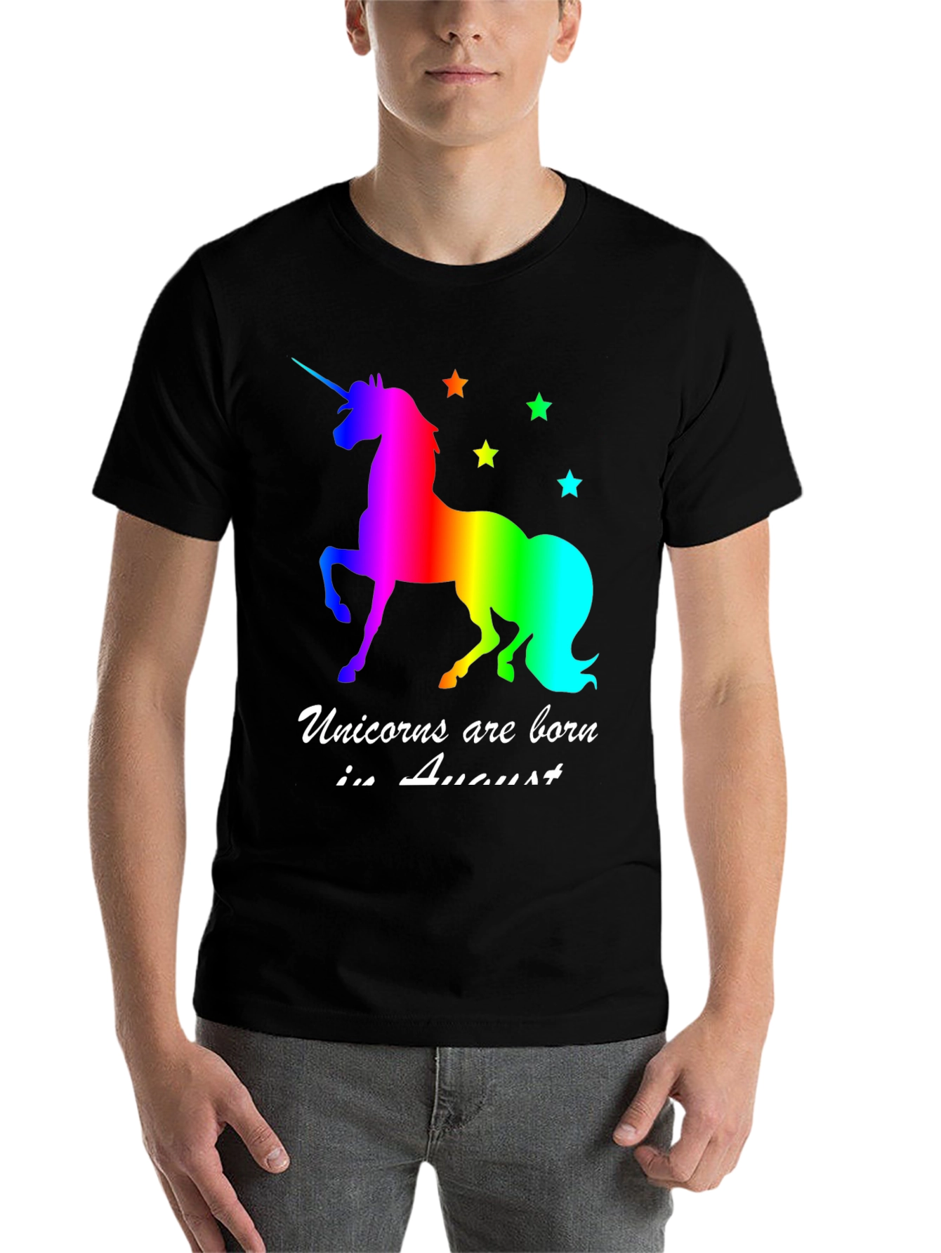 Black Unicorns Are Born In August T-Shirt view 7