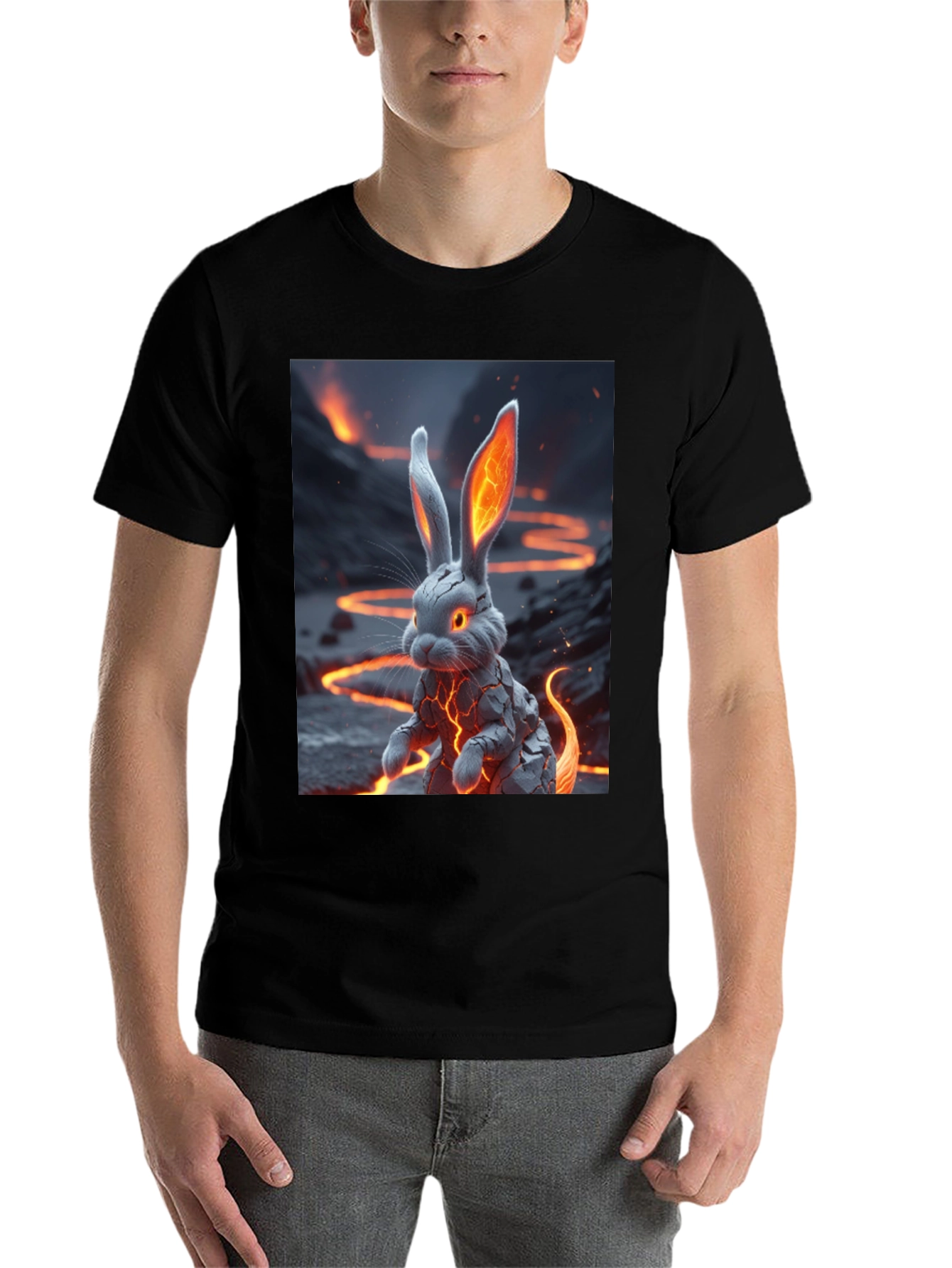 Black Lava Rabbit Graphic Tee - Unique Design! view 7
