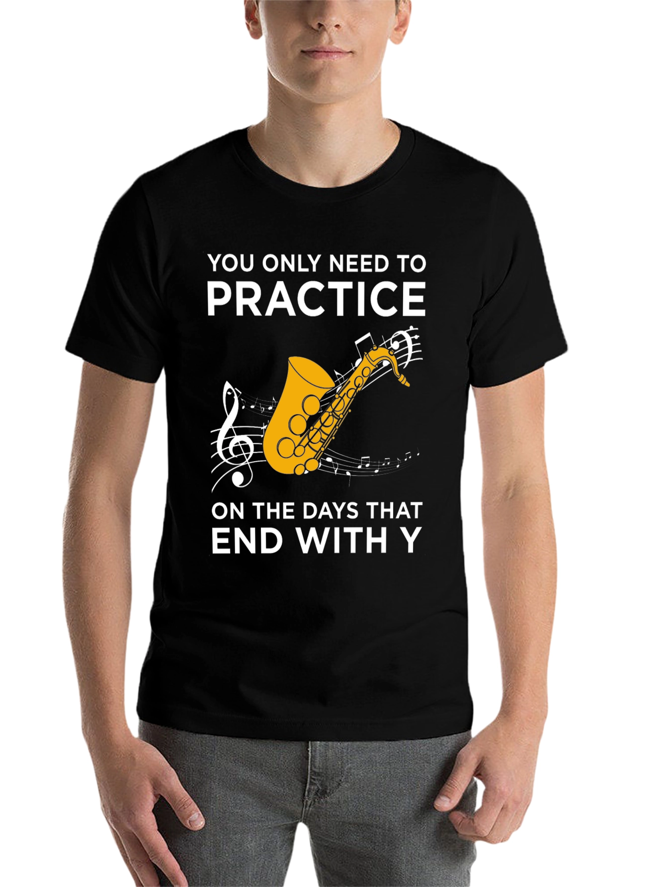 Black Practice Saxophone Humor T-Shirt view 7