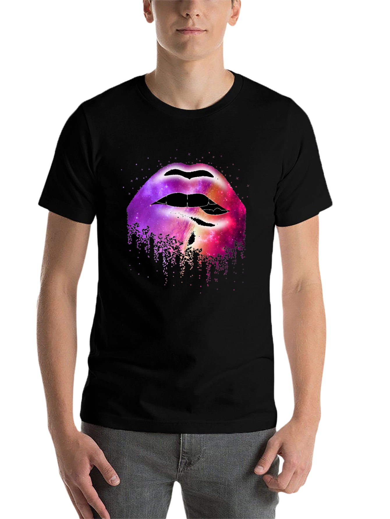 Black Galaxy Lips Graphic Tee - Unique Fashion Statement view 7