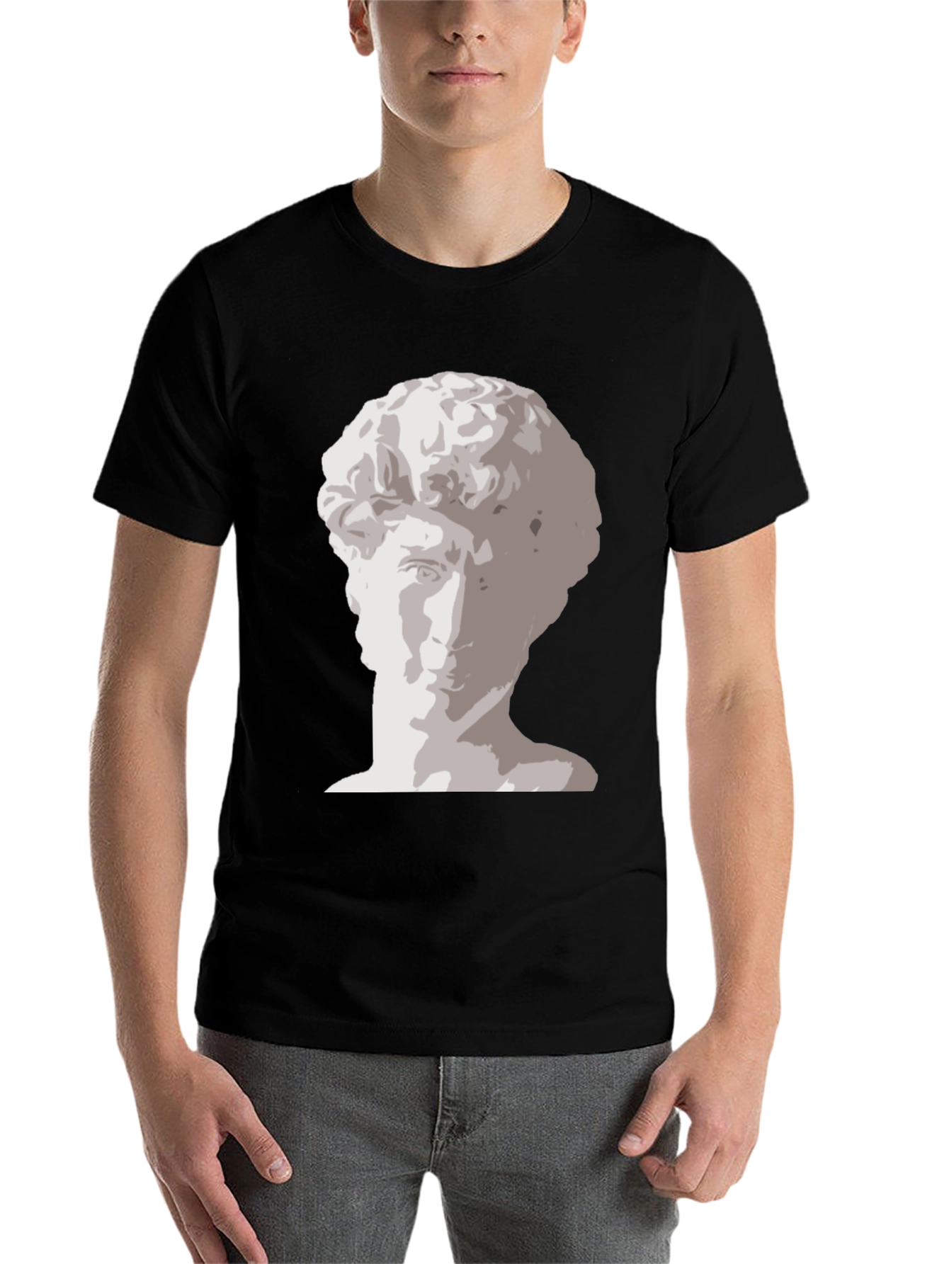 Black David Statue Graphic Print Tee - Black view 7