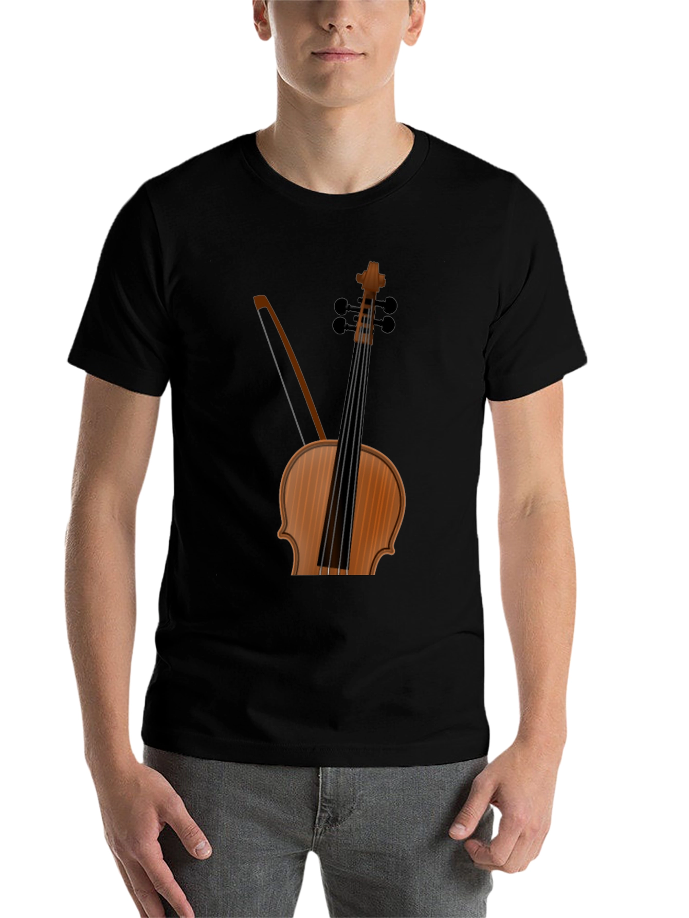 Black Musical T-Shirt: Violin Bow Design view 7