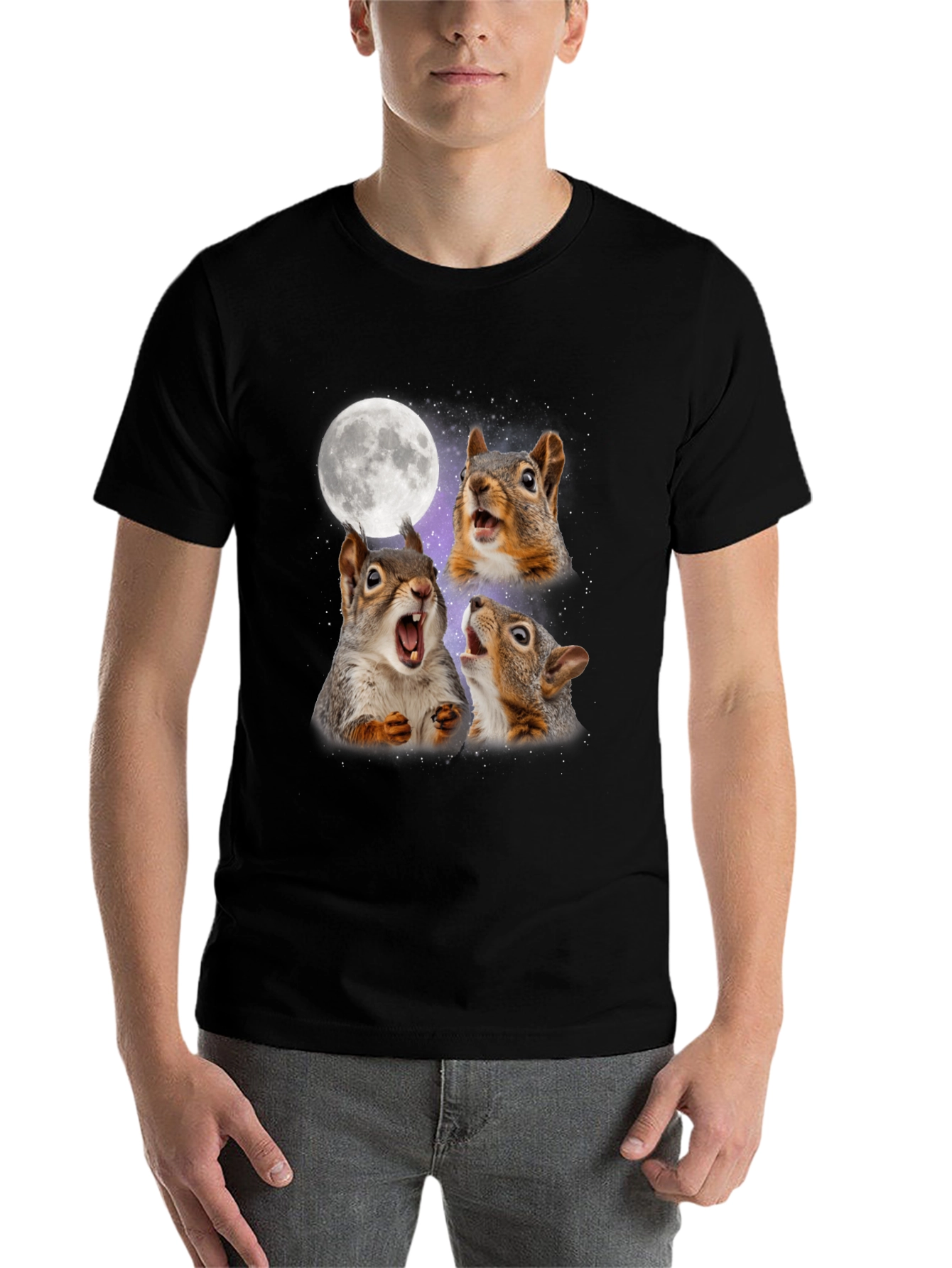 Black Squirrel Moon Howl T-Shirt view 7