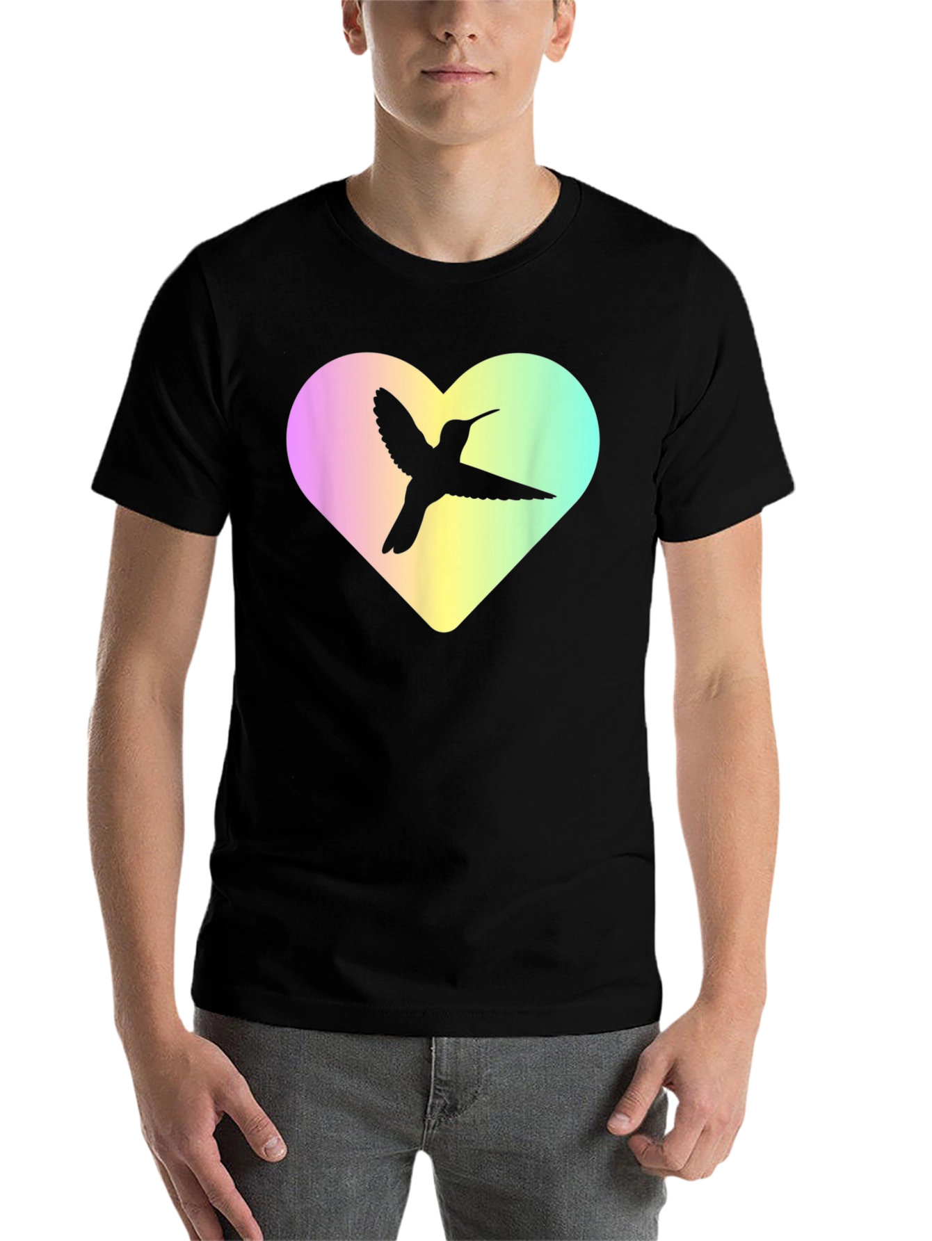 Black Hummingbird Heart Graphic Tee - Unisex view 7
