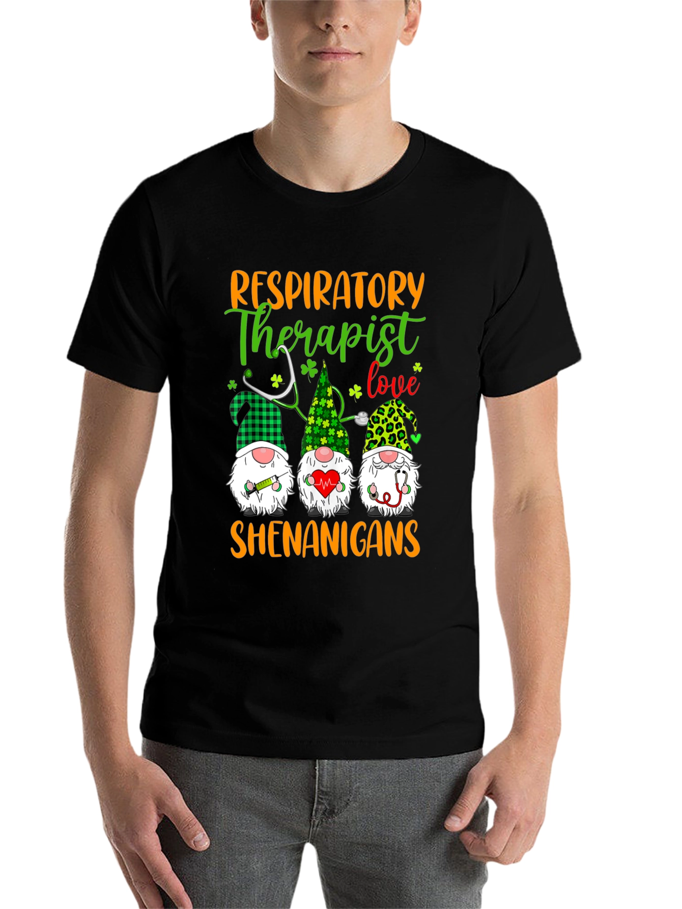 Black Respiratory Therapist Shenanigans T-Shirt view 7