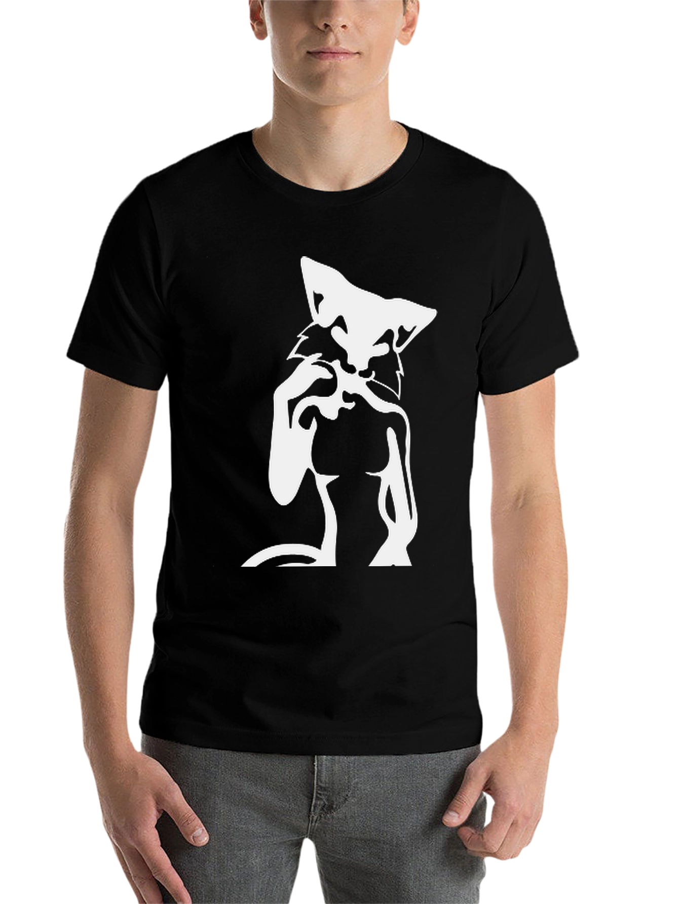 Black Wolf Graphic T-Shirt - Men's Black Tee view 7