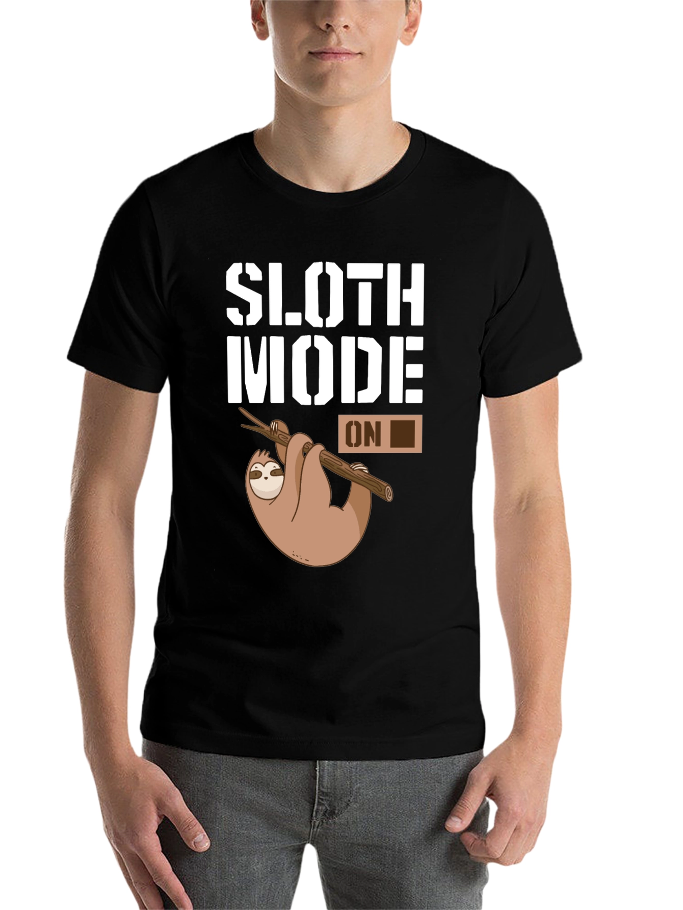Black Sloth Mode On Graphic T-Shirt - Black Casual Tee view 7