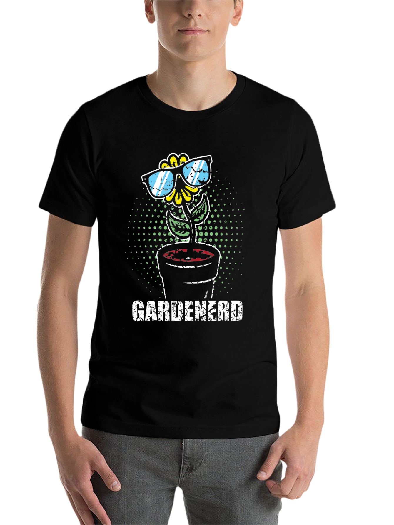 Black Gardenerd T-Shirt - Sunflower Sunglasses Novelty Tee view 7