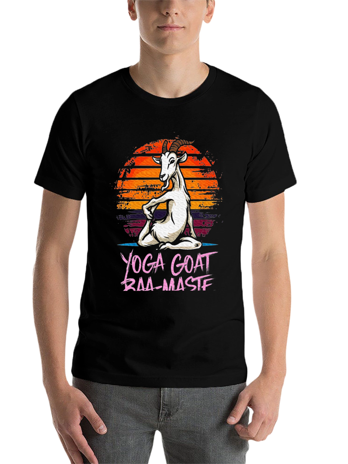 Black Yoga Goat Baa-Maste Funny Graphic Tee view 7