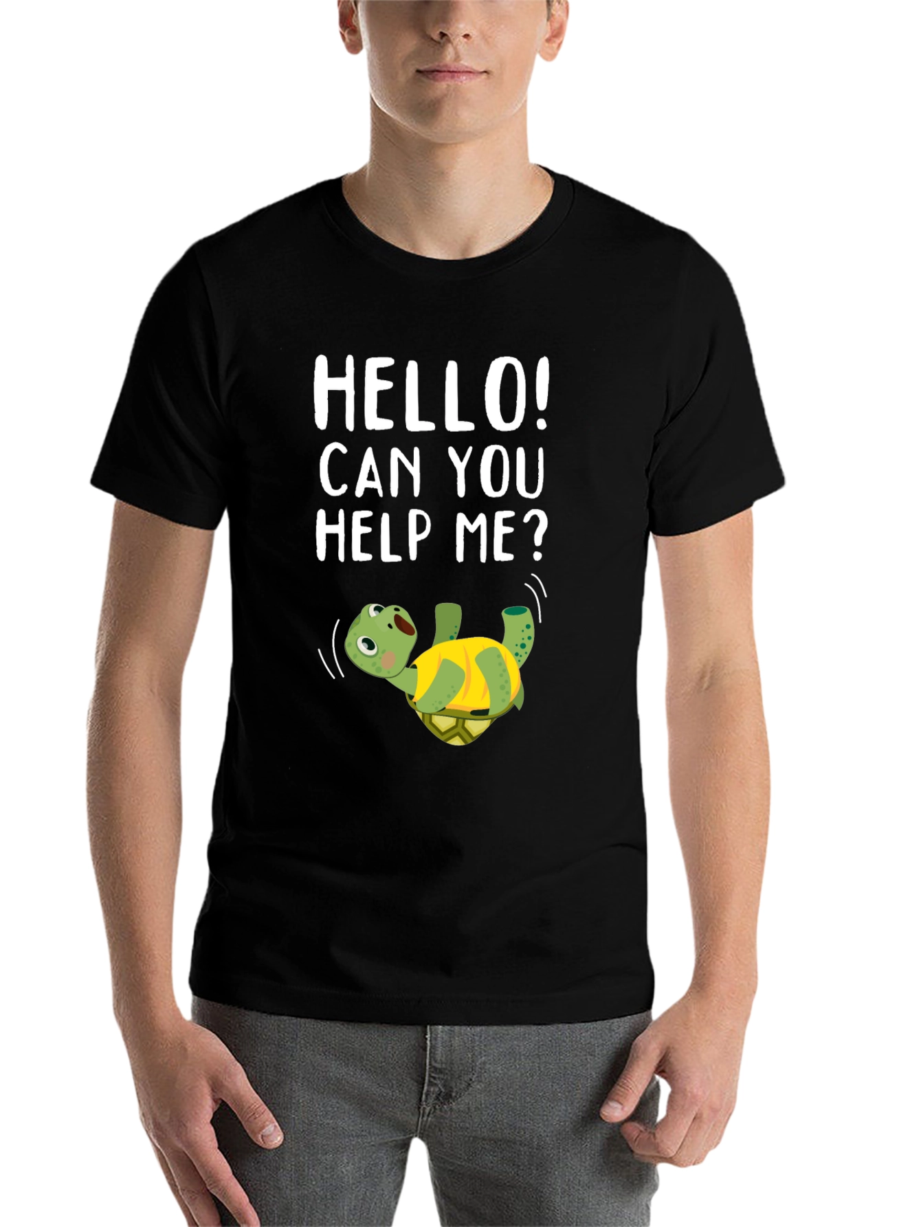 Black Help Me Turtle Graphic T-Shirt view 7
