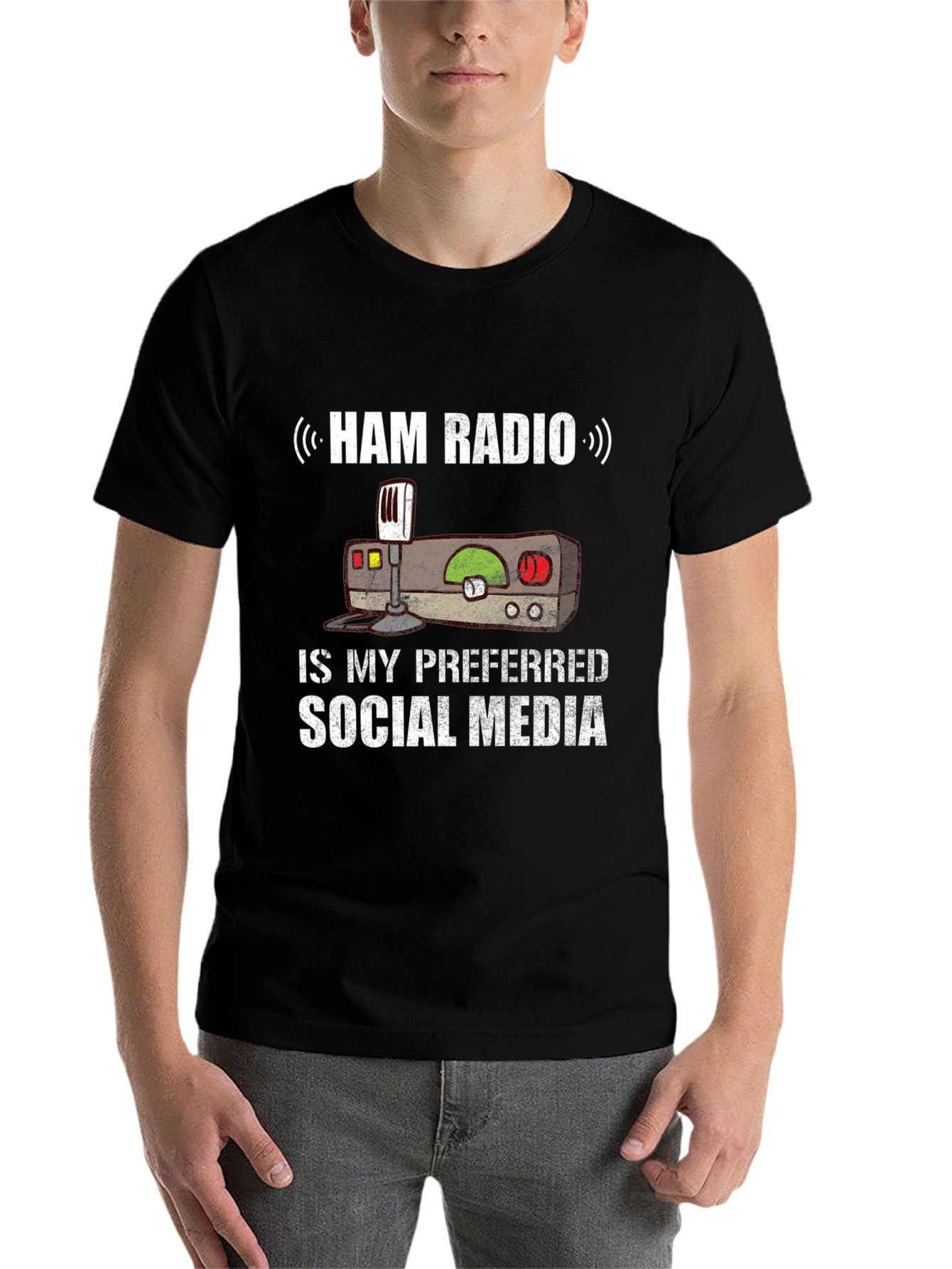 Black Ham Radio Social Media T-Shirt view 7