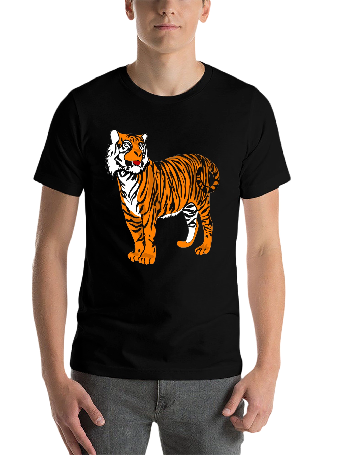 Black Tiger Graphic Black T-Shirt view 7
