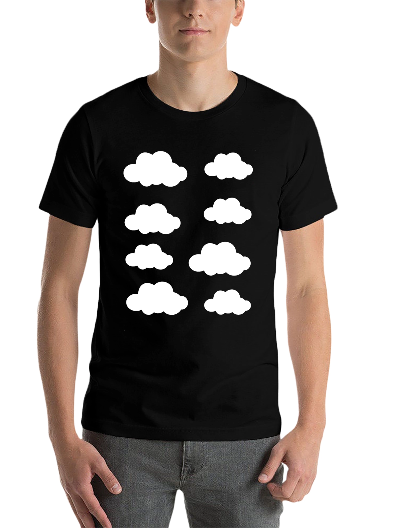 Black Cloud Print Black T-Shirt - Stylish & Unique view 7