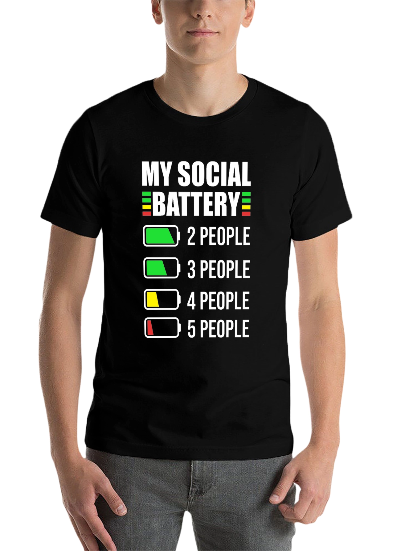 Black Social Battery Graphic T-Shirt view 7