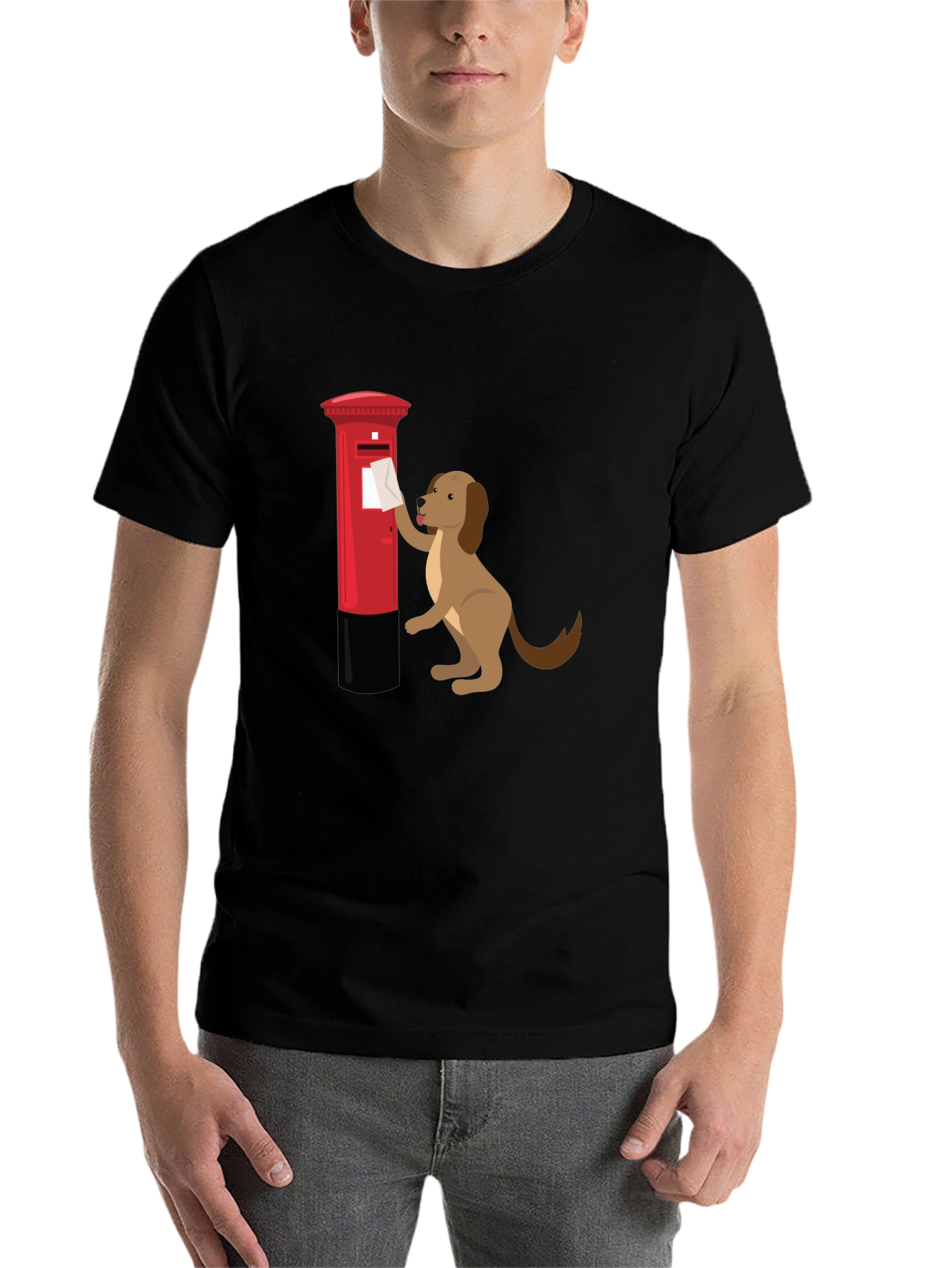 Black Dog Posting Letter Graphic T-Shirt view 7