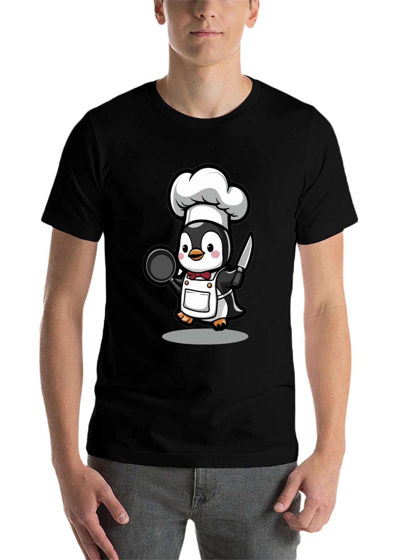 Black Chef Penguin Graphic T-Shirt view 7