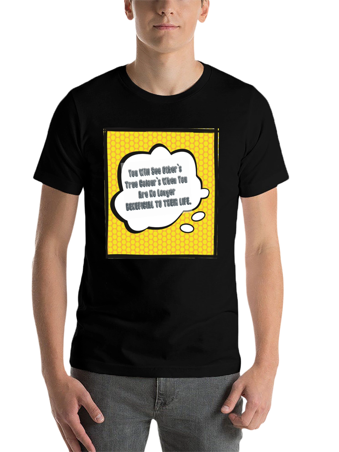 Black Men's Black Graphic T-Shirt with Motivational Quote view 7