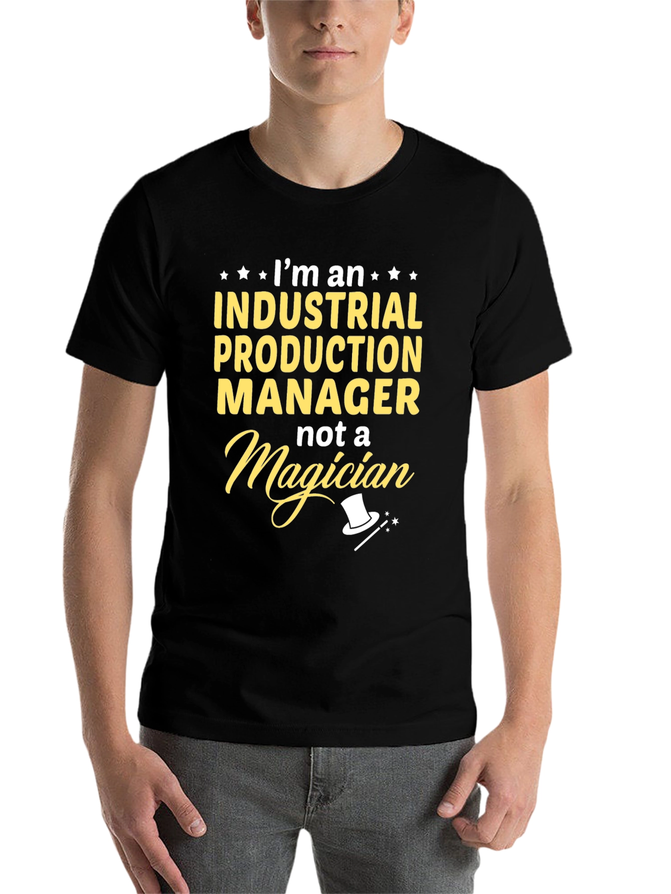 Black Industrial Production Manager Funny T-Shirt view 7