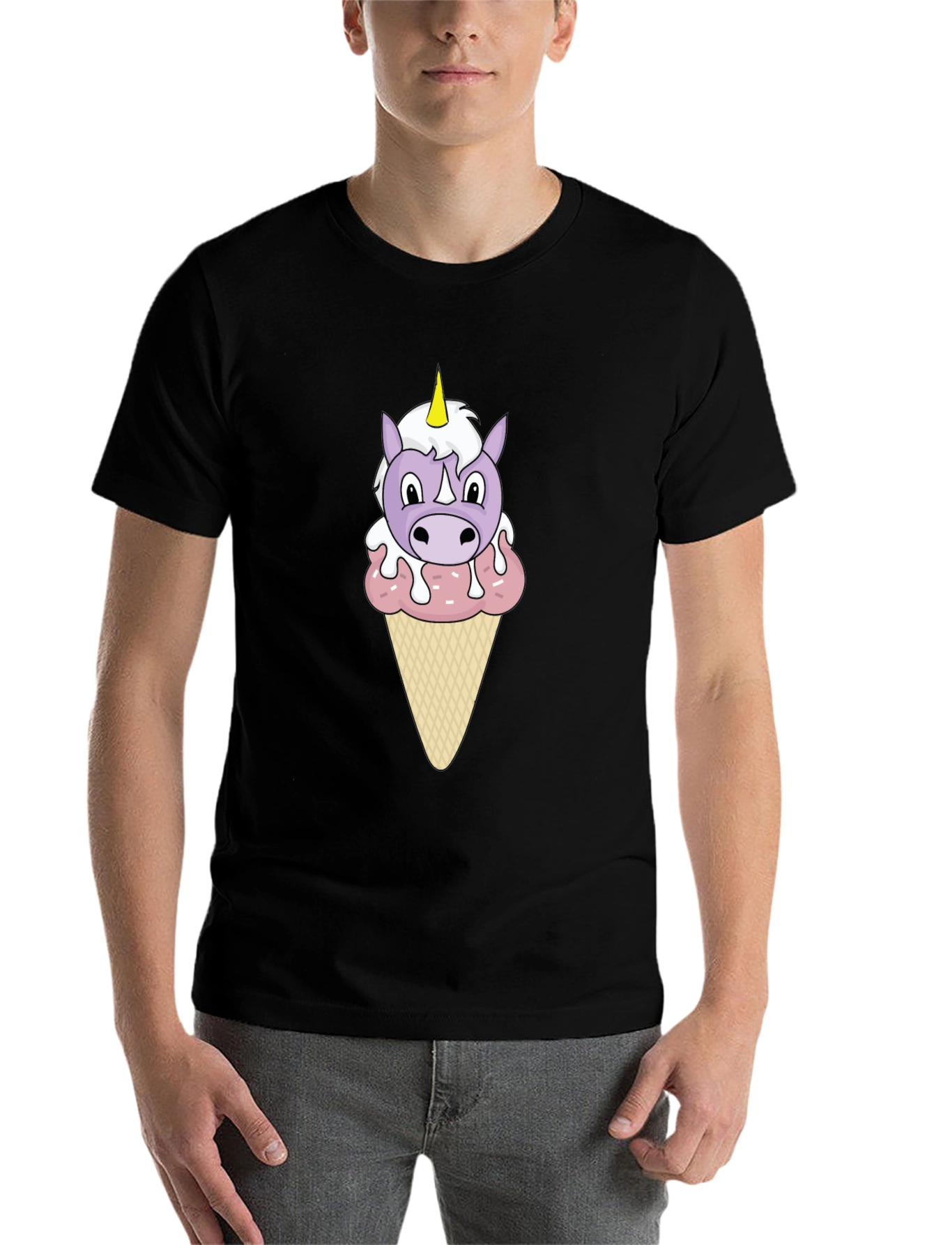 Black Unicorn Ice Cream Graphic T-Shirt view 7